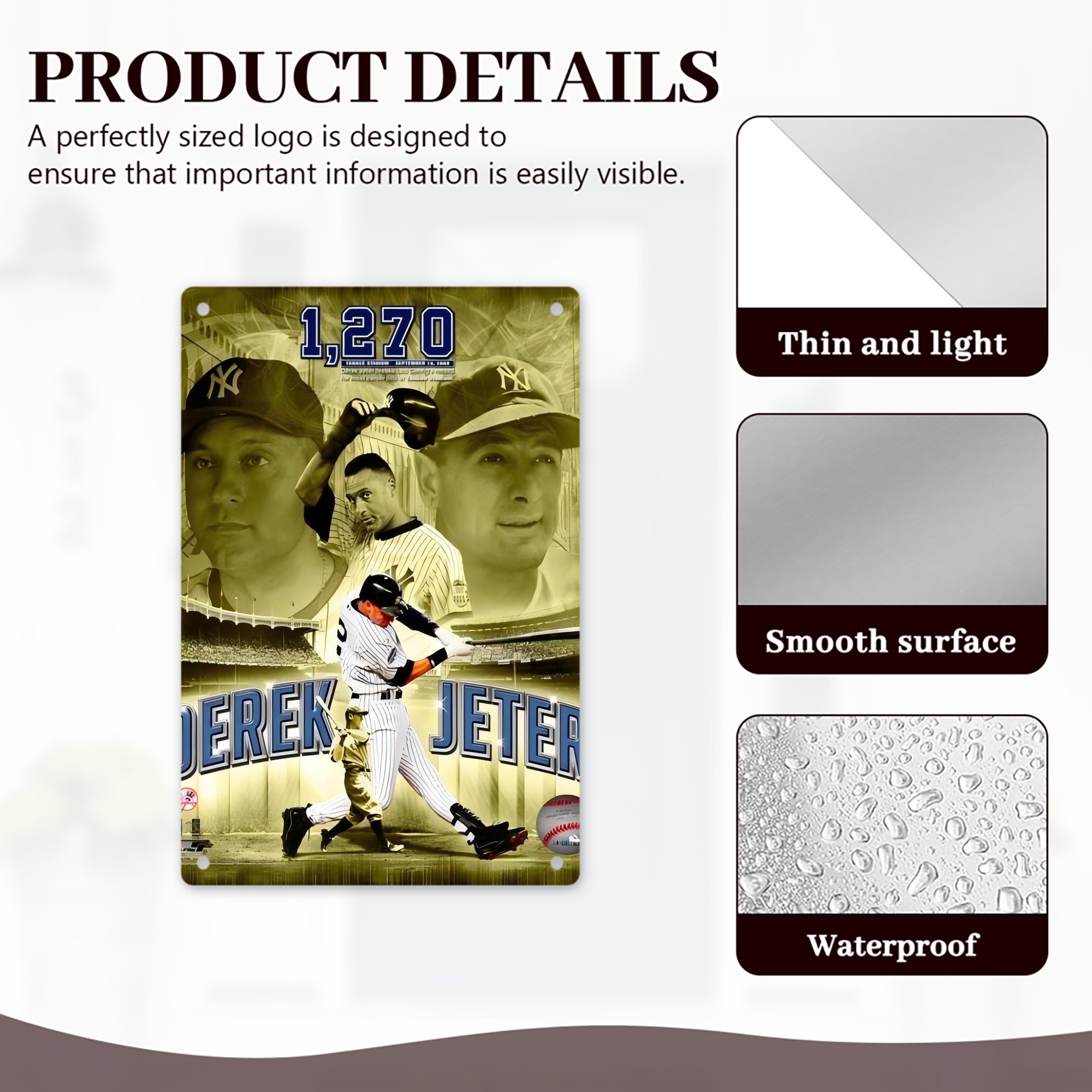 Derek Jeter 86 8x12inch Vertical Aluminum Sign - Durable Fade-Resistant Indoor/Outdoor Safety & Information Plaque For Office, Hotel, Restaurant, Bar, Public Spaces