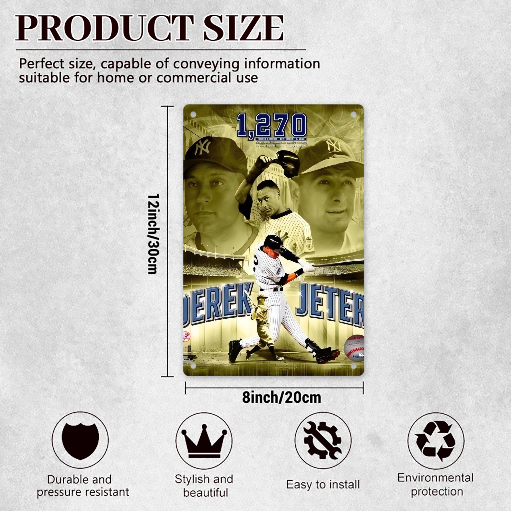 Derek Jeter 86 8x12inch Vertical Aluminum Sign - Durable Fade-Resistant Indoor/Outdoor Safety & Information Plaque For Office, Hotel, Restaurant, Bar, Public Spaces