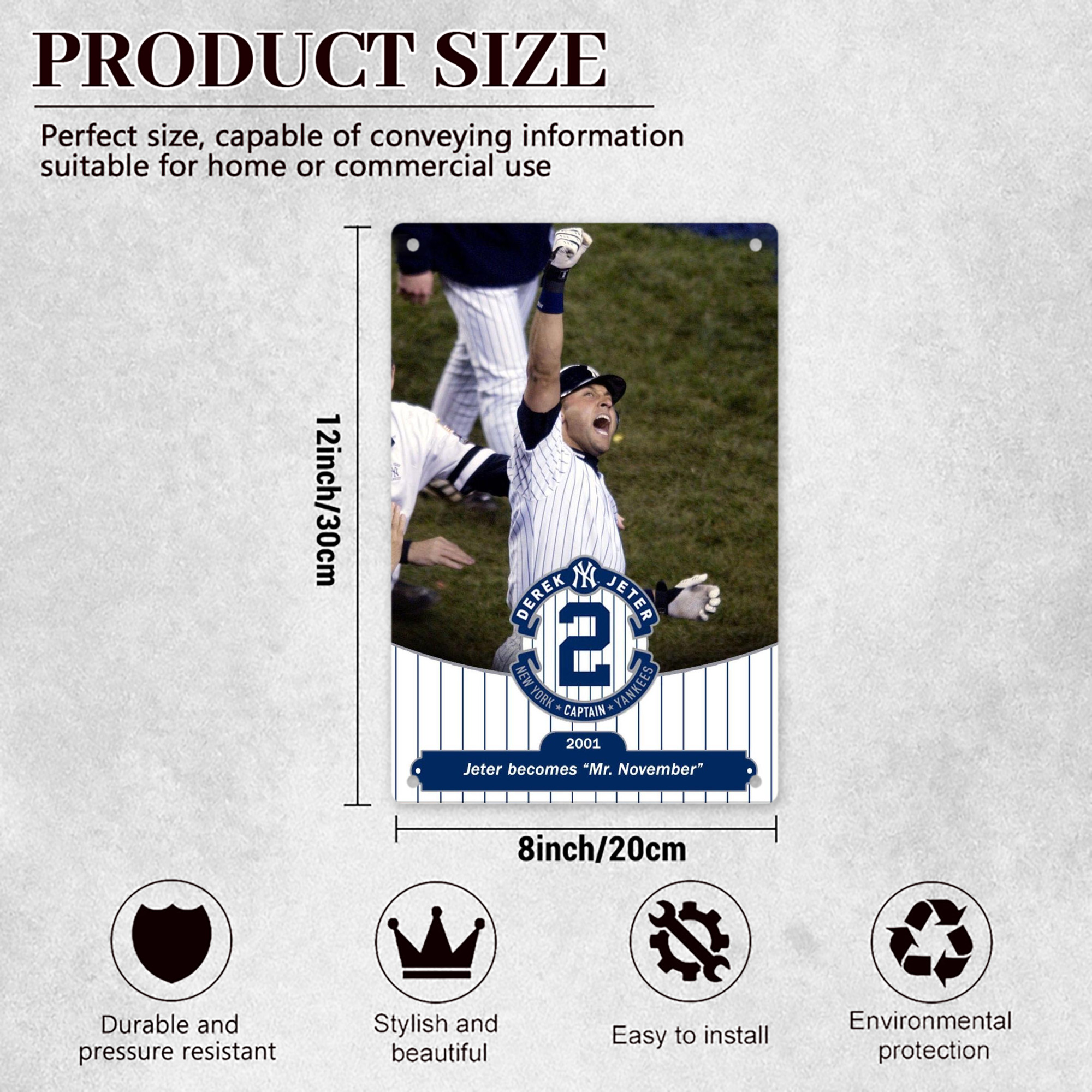 Derek Jeter 87 8x12inch Vertical Aluminum Sign - Durable Fade-Resistant Indoor/Outdoor Safety & Information Plaque For Office, Hotel, Restaurant, Bar, Public Spaces