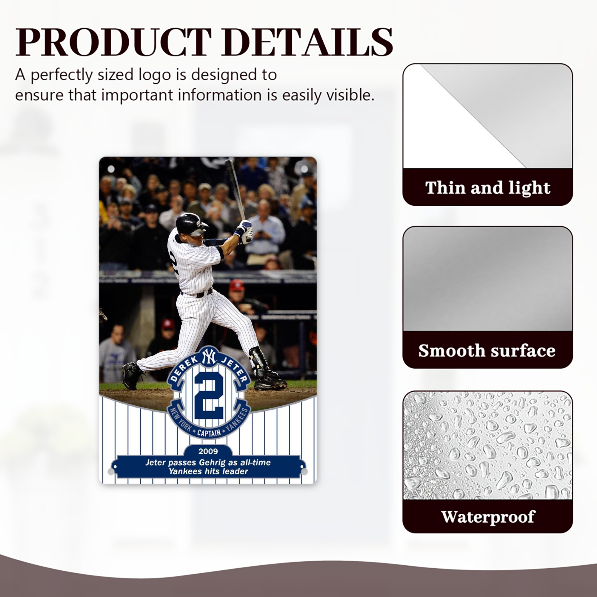 Derek Jeter 88 8x12inch Vertical Aluminum Sign - Durable Fade-Resistant Indoor/Outdoor Safety & Information Plaque For Office, Hotel, Restaurant, Bar, Public Spaces