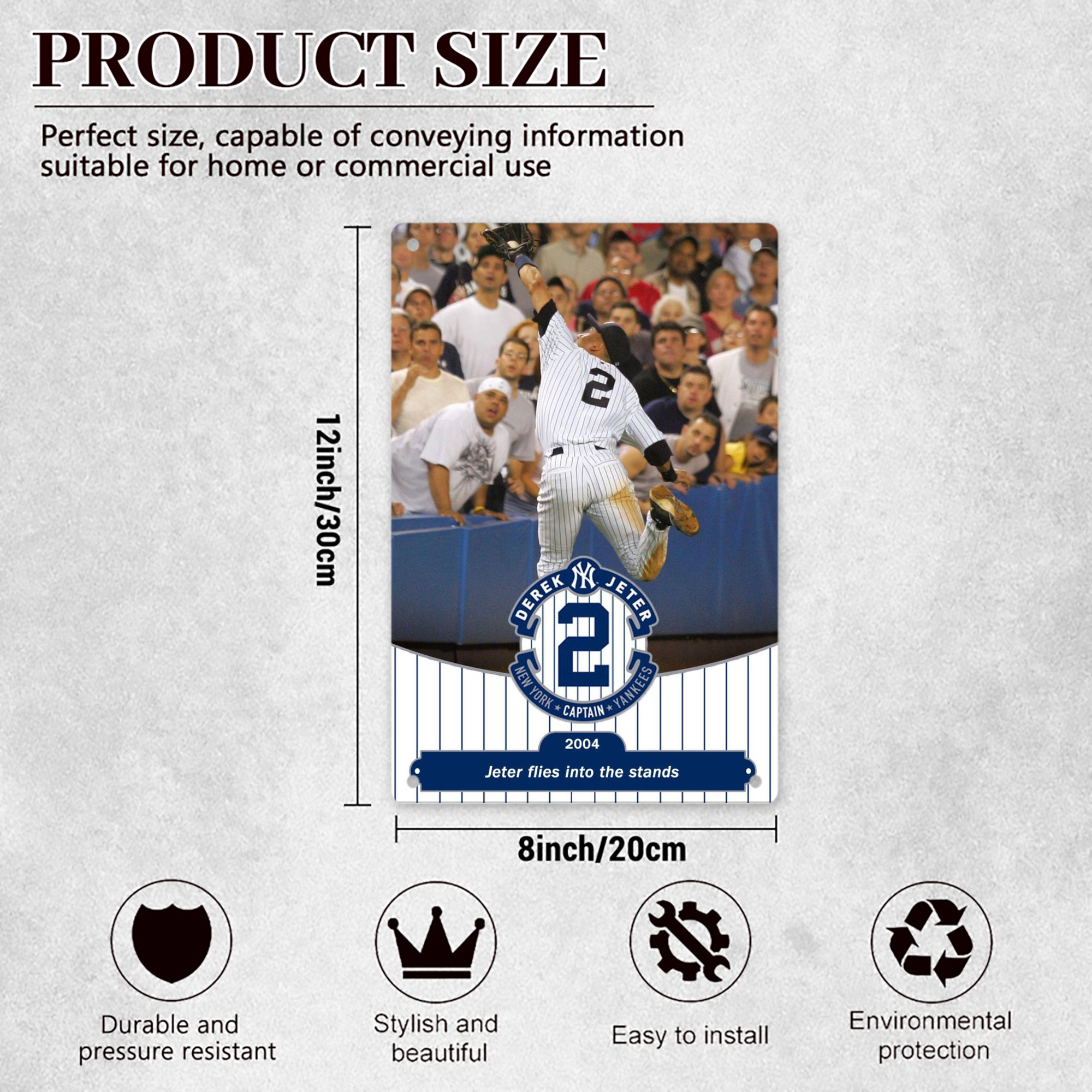 Derek Jeter 94 8x12inch Vertical Aluminum Sign - Durable Fade-Resistant Indoor/Outdoor Safety & Information Plaque For Office, Hotel, Restaurant, Bar, Public Spaces