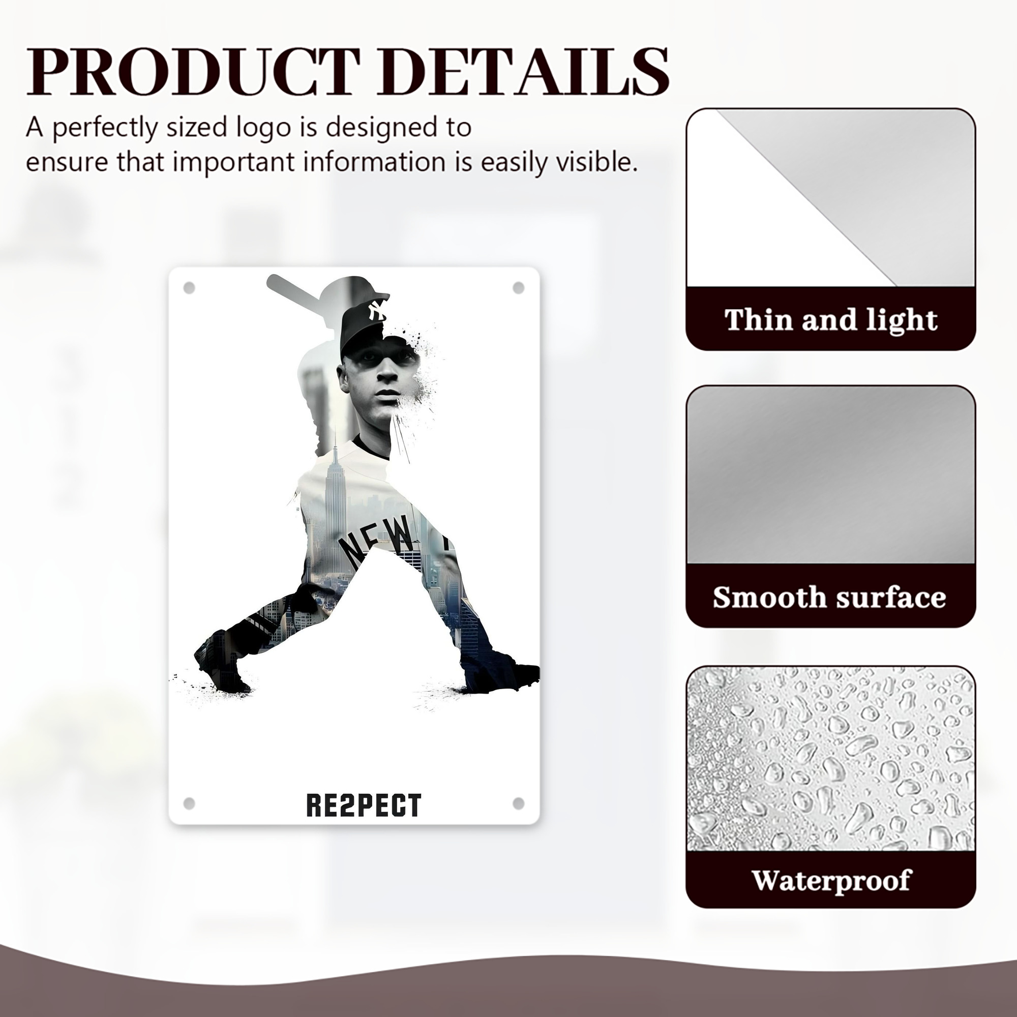 Derek Jeter 98 8x12inch Vertical Aluminum Sign - Durable Fade-Resistant Indoor/Outdoor Safety & Information Plaque For Office, Hotel, Restaurant, Bar, Public Spaces