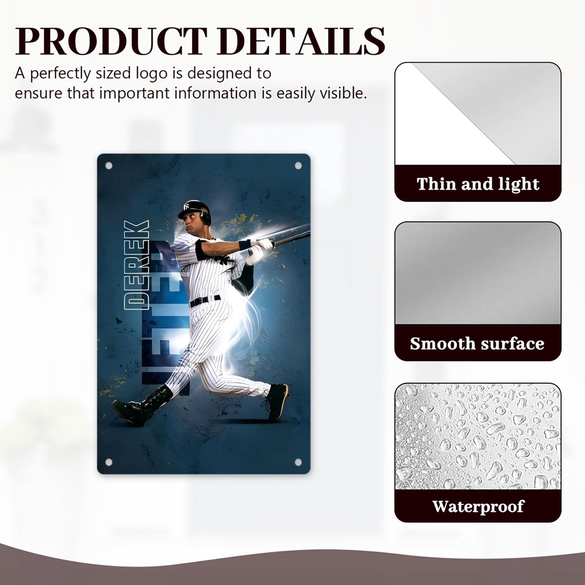 Derek Jeter 99 8x12inch Vertical Aluminum Sign - Durable Fade-Resistant Indoor/Outdoor Safety & Information Plaque For Office, Hotel, Restaurant, Bar, Public Spaces