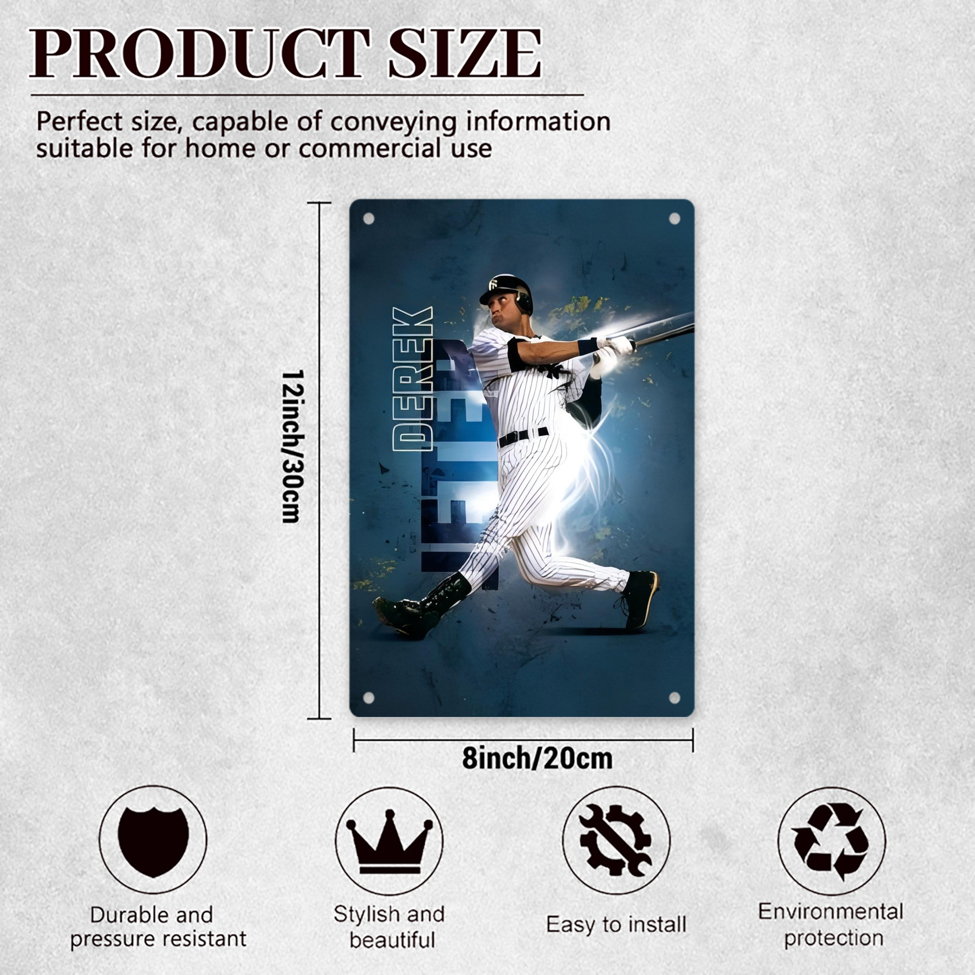 Derek Jeter 99 8x12inch Vertical Aluminum Sign - Durable Fade-Resistant Indoor/Outdoor Safety & Information Plaque For Office, Hotel, Restaurant, Bar, Public Spaces