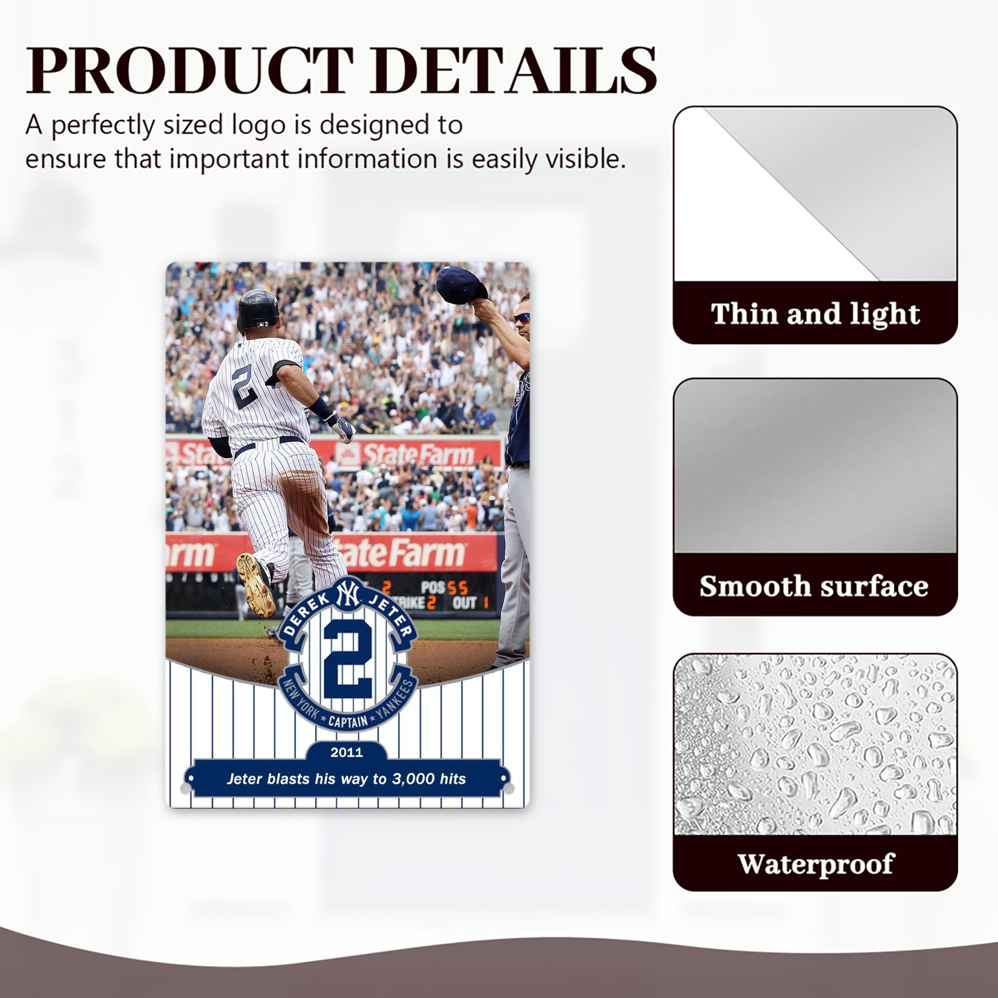 Derek Jeter 102 8x12inch Vertical Aluminum Sign - Durable Fade-Resistant Indoor/Outdoor Safety & Information Plaque For Office, Hotel, Restaurant, Bar, Public Spaces