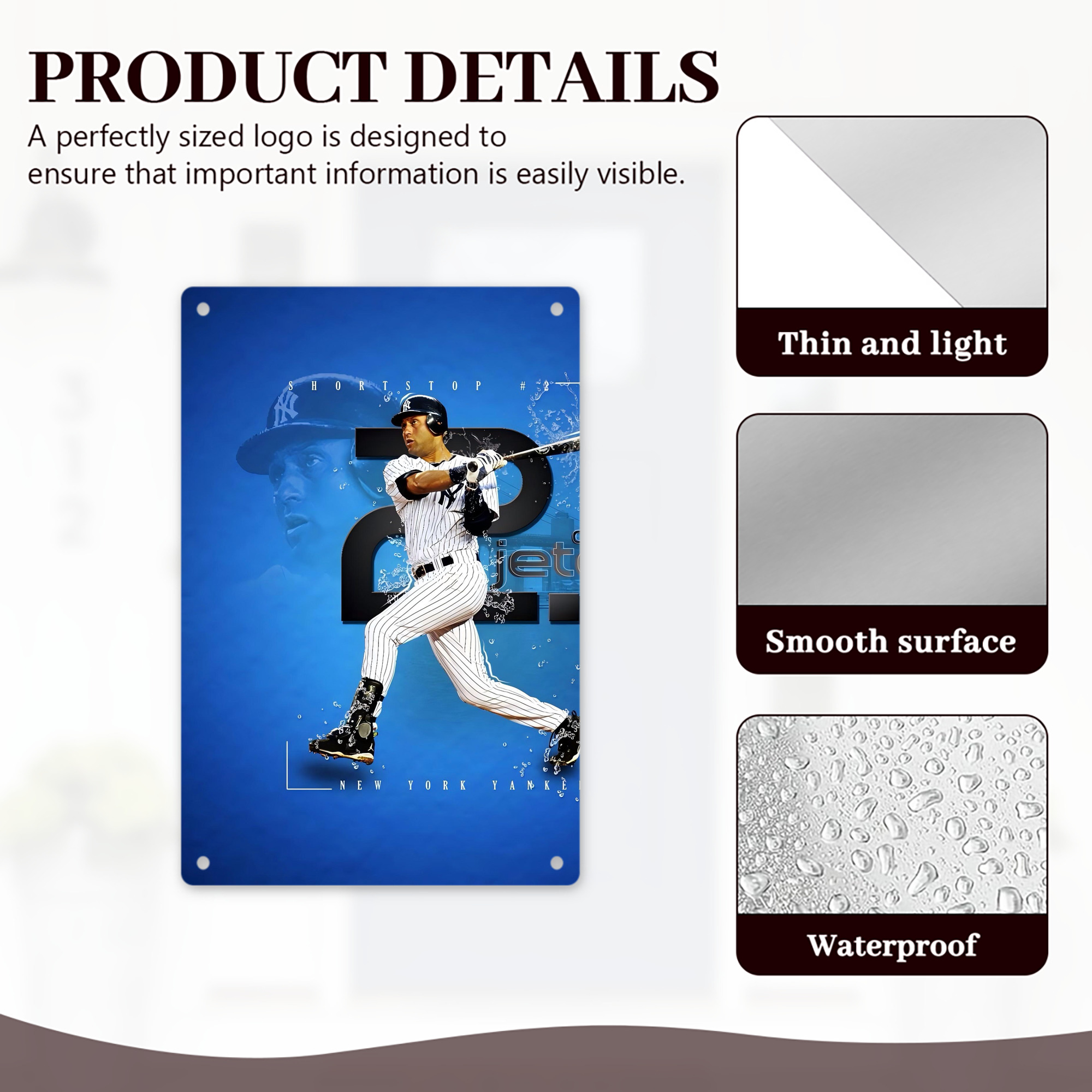 Derek Jeter 107 8x12inch Vertical Aluminum Sign - Durable Fade-Resistant Indoor/Outdoor Safety & Information Plaque For Office, Hotel, Restaurant, Bar, Public Spaces