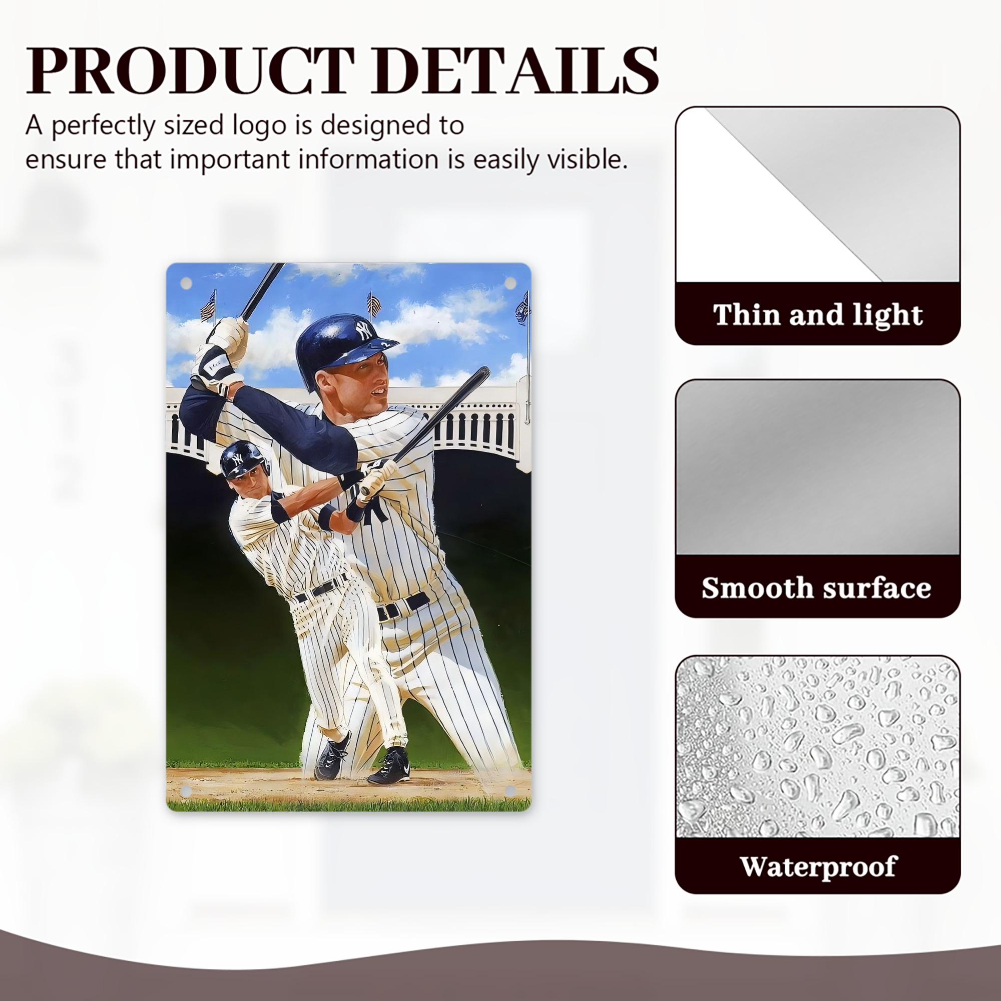 Derek Jeter 108 8x12inch Vertical Aluminum Sign - Durable Fade-Resistant Indoor/Outdoor Safety & Information Plaque For Office, Hotel, Restaurant, Bar, Public Spaces