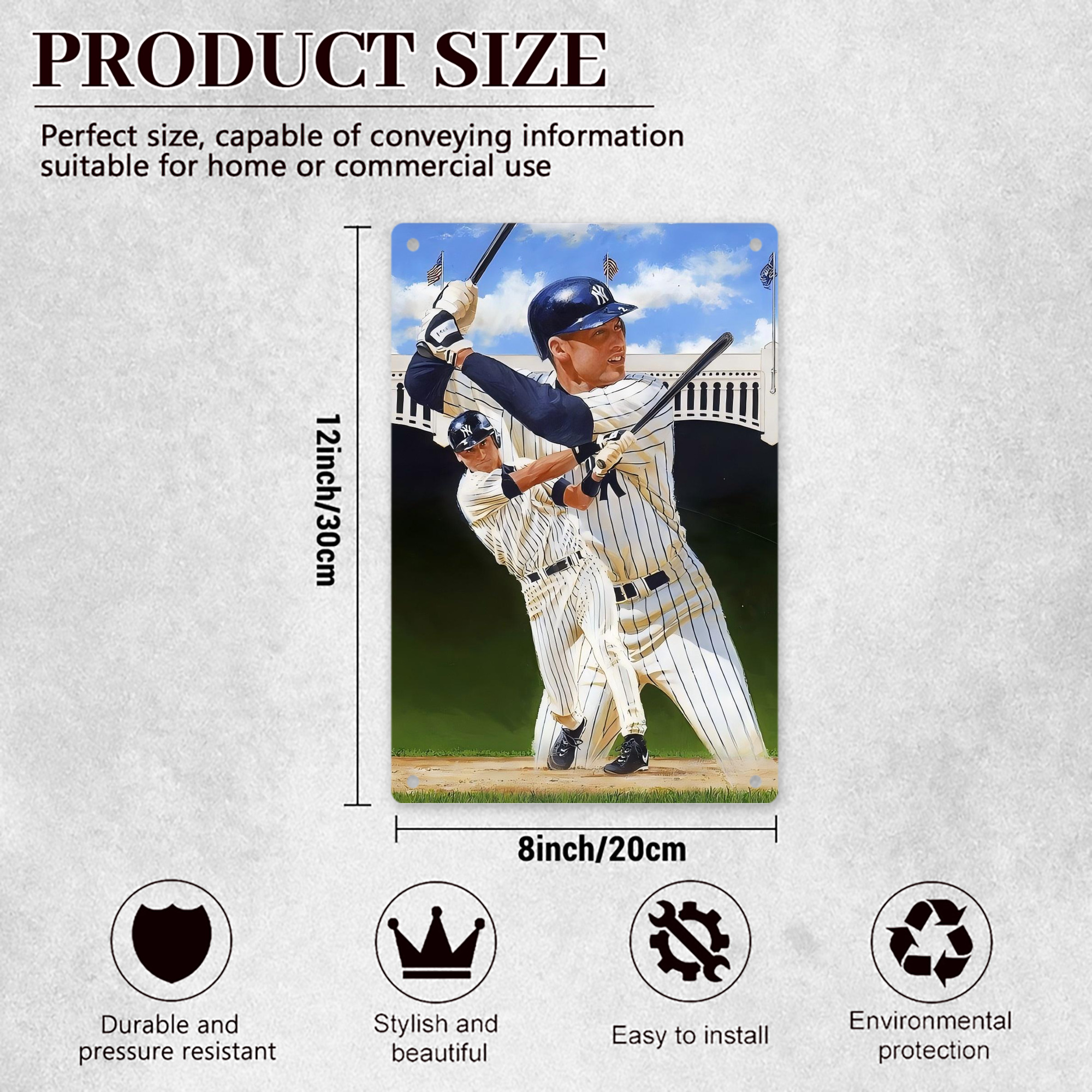 Derek Jeter 108 8x12inch Vertical Aluminum Sign - Durable Fade-Resistant Indoor/Outdoor Safety & Information Plaque For Office, Hotel, Restaurant, Bar, Public Spaces