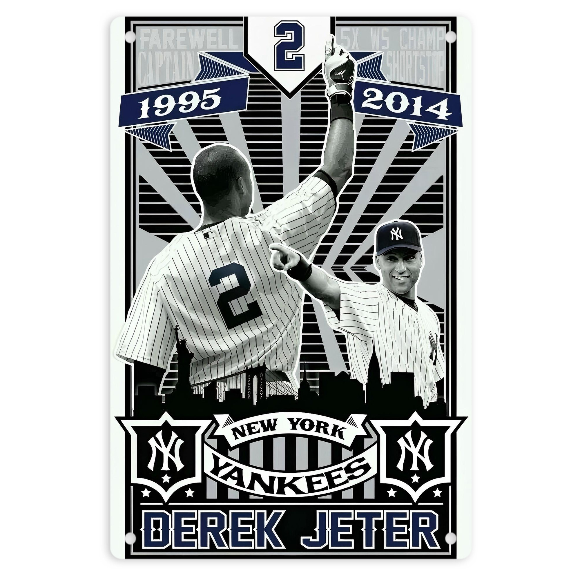 Derek Jeter 34 8x12inch Vertical Aluminum Sign - Durable Fade-Resistant Indoor/Outdoor Safety & Information Plaque For Office, Hotel, Restaurant, Bar, Public Spaces