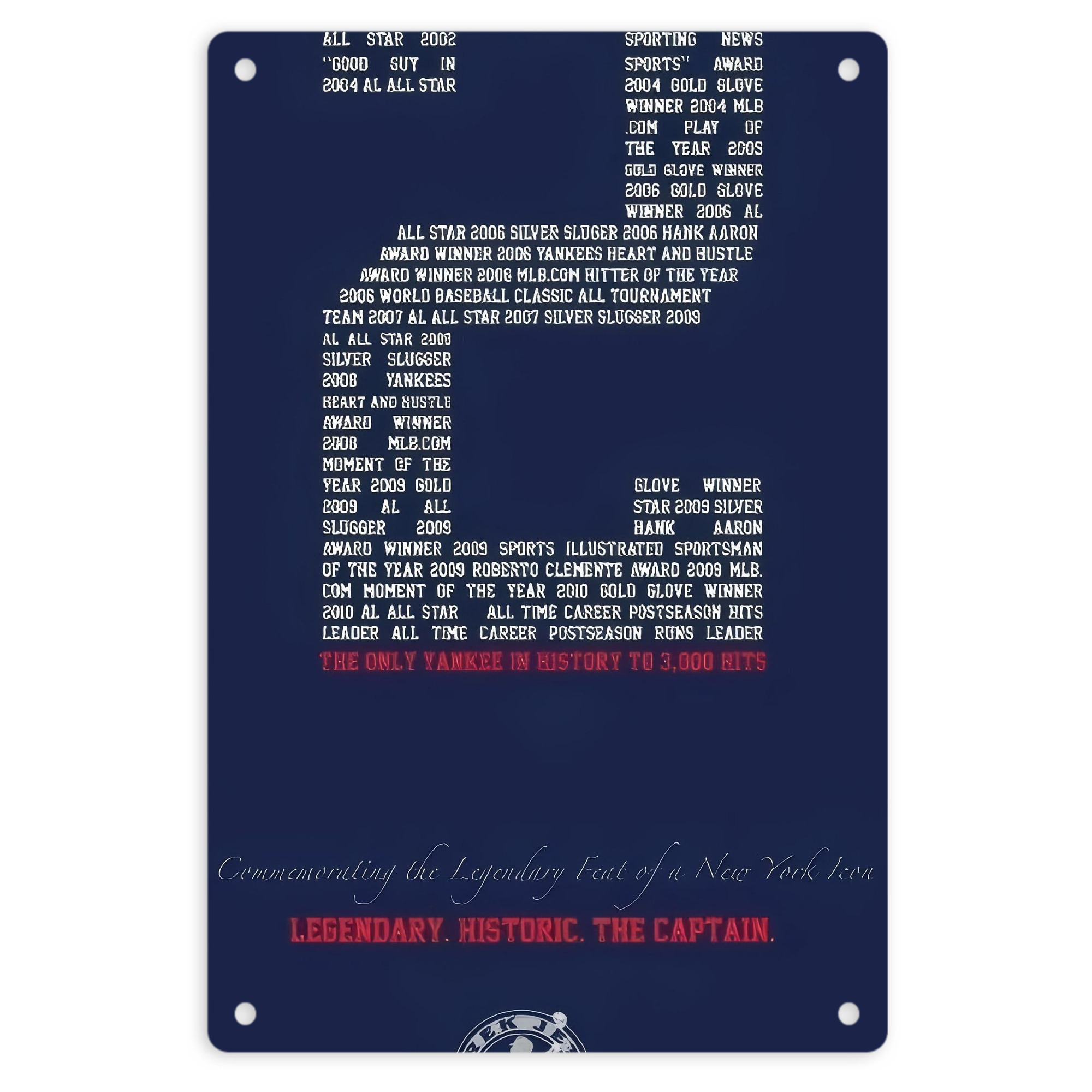 Derek Jeter 44 8x12inch Vertical Aluminum Sign - Durable Fade-Resistant Indoor/Outdoor Safety & Information Plaque For Office, Hotel, Restaurant, Bar, Public Spaces