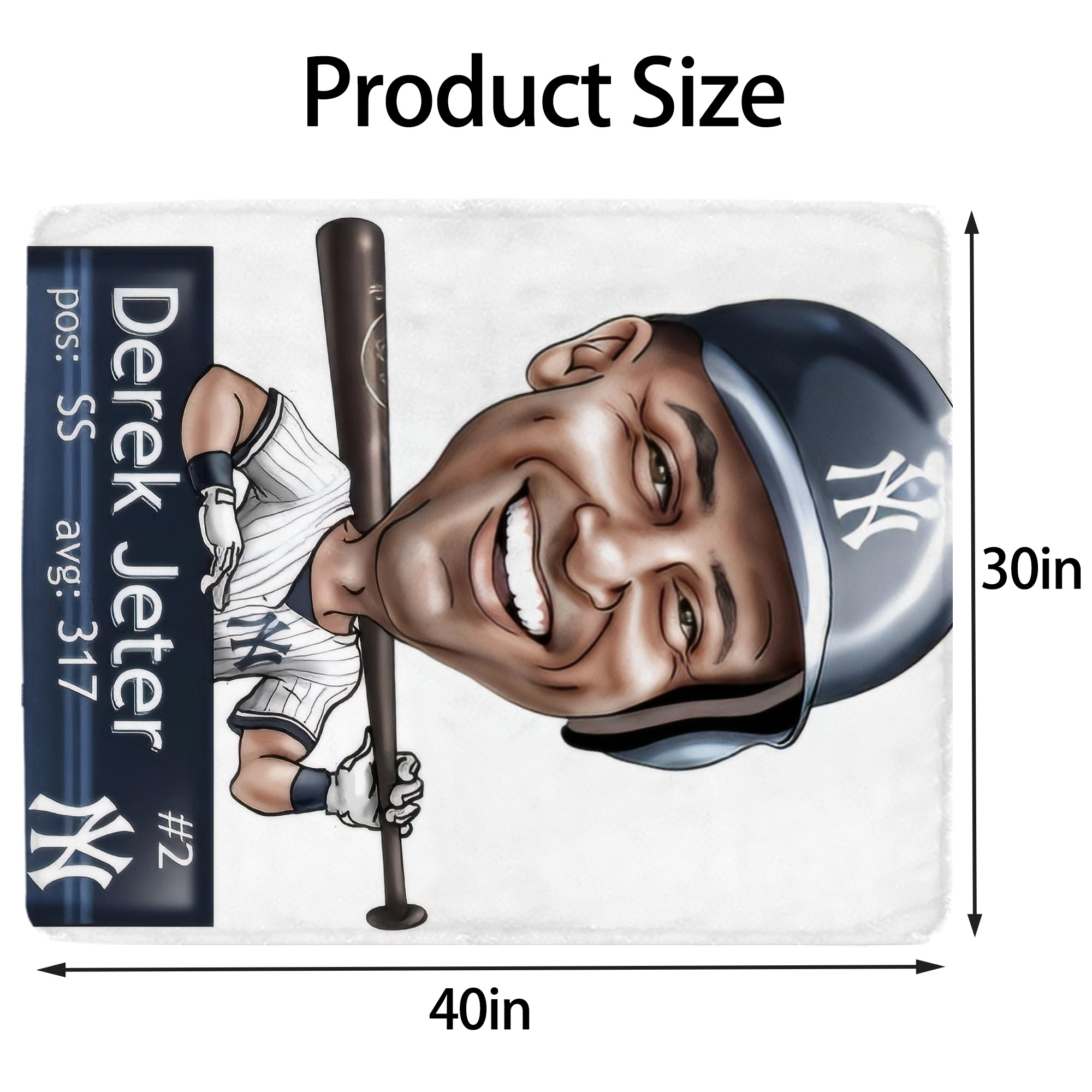Derek Jeter 18 Soft Plush Fleece Blanket 30x40 Inch - 300GSM Flannel, Ultra Soft & Warm, Lightweight & Durable, Perfect For Kids, Adults, Couch, Bed, Camping, Travel, Gift For Family & Friends