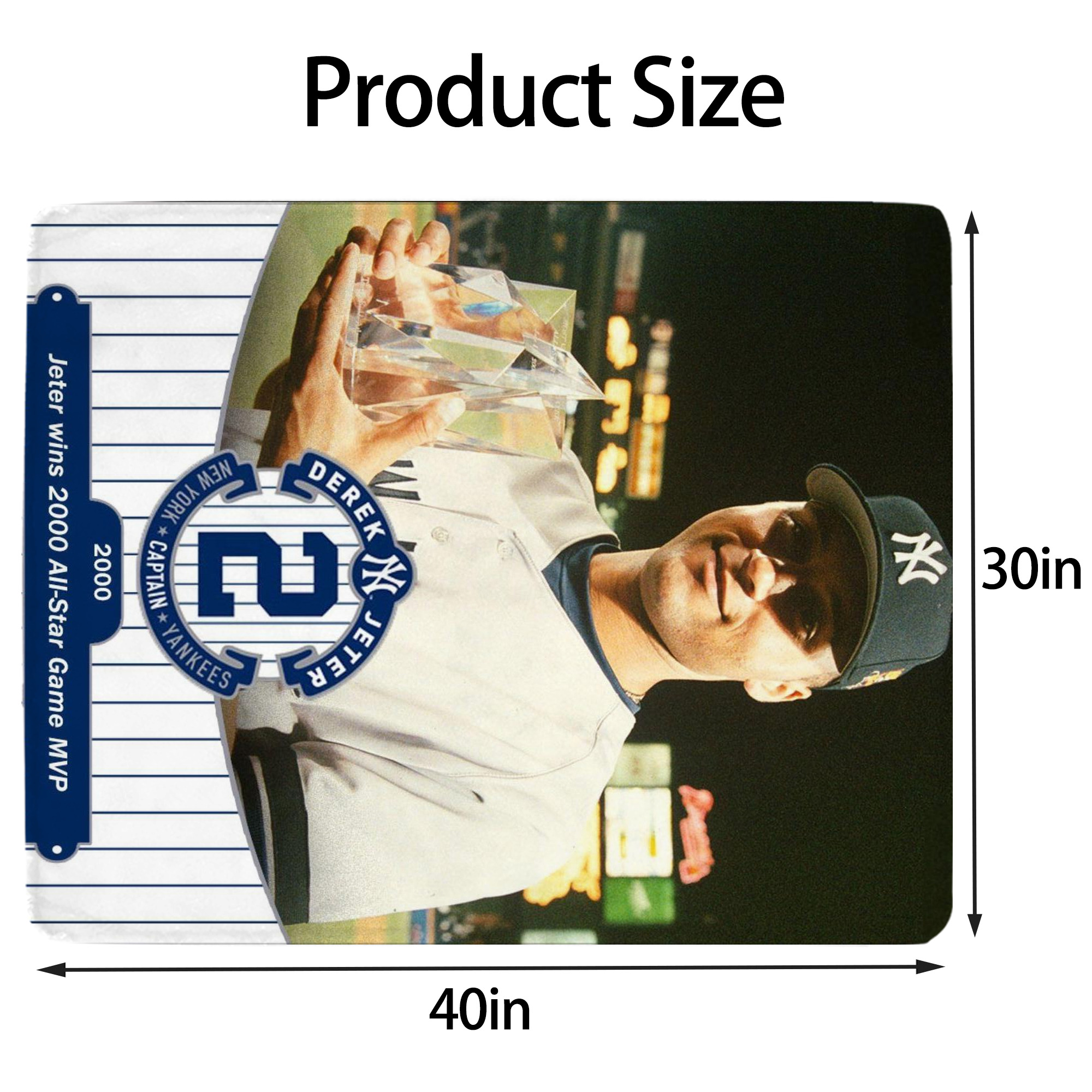 Derek Jeter 93 Soft Plush Fleece Blanket 30x40 Inch - 300GSM Flannel, Ultra Soft & Warm, Lightweight & Durable, Perfect For Kids, Adults, Couch, Bed, Camping, Travel, Gift For Family & Friends