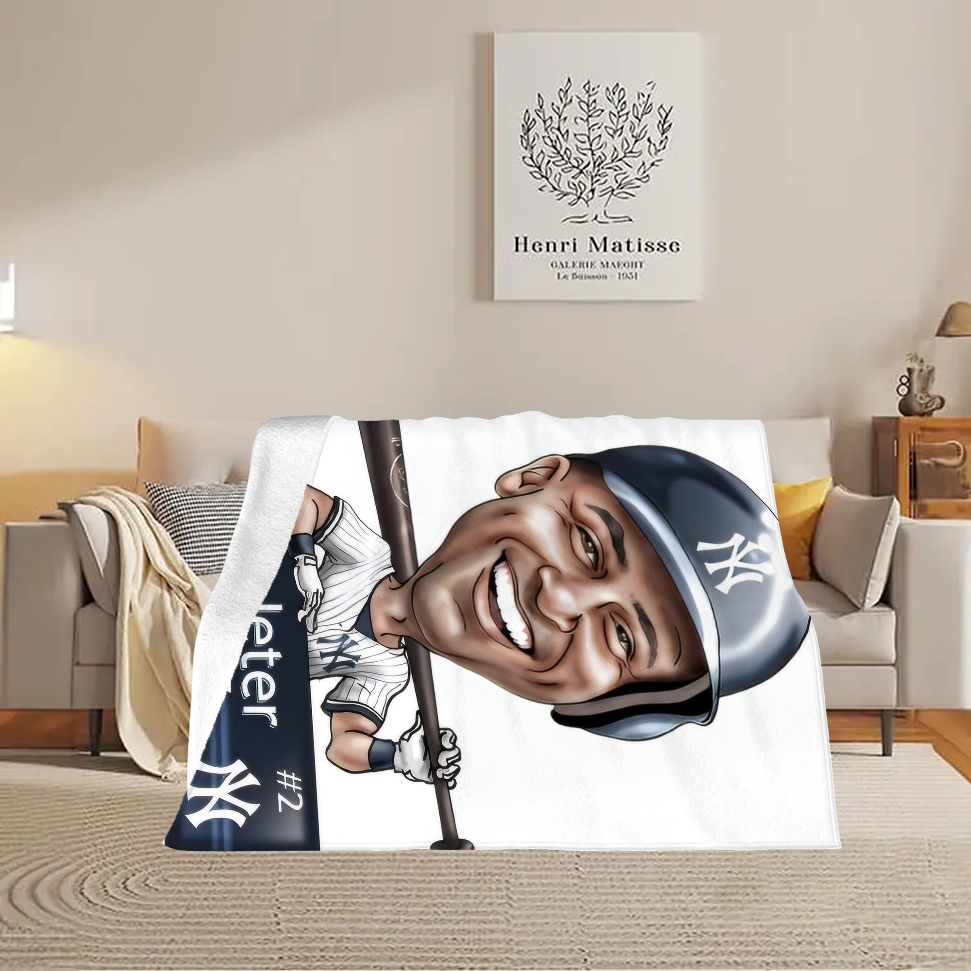 Derek Jeter 18 Soft Plush Fleece Blanket 30x40 Inch - 300GSM Flannel, Ultra Soft & Warm, Lightweight & Durable, Perfect For Kids, Adults, Couch, Bed, Camping, Travel, Gift For Family & Friends