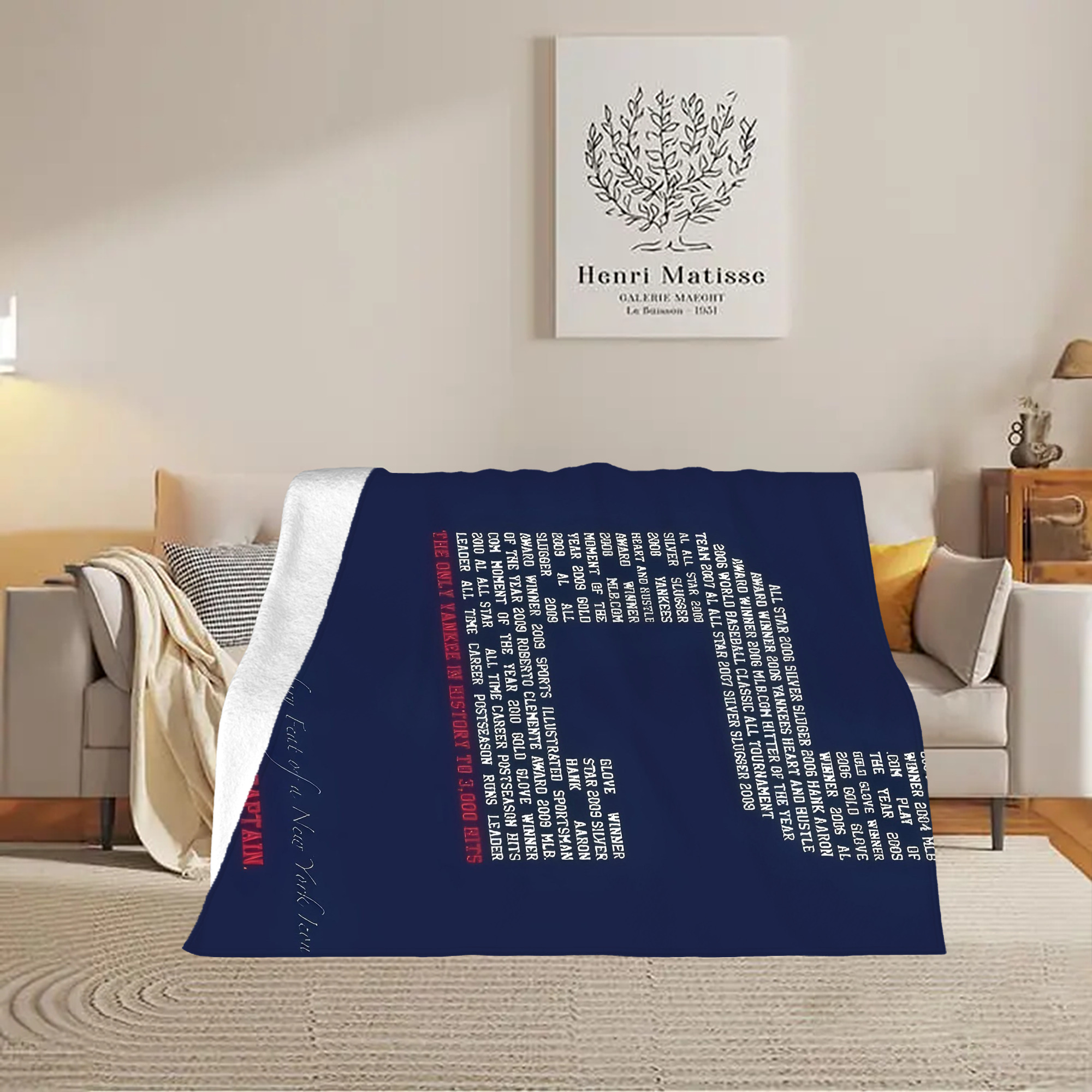 Derek Jeter 44 Soft Plush Fleece Blanket 30x40 Inch - 300GSM Flannel, Ultra Soft & Warm, Lightweight & Durable, Perfect For Kids, Adults, Couch, Bed, Camping, Travel, Gift For Family & Friends