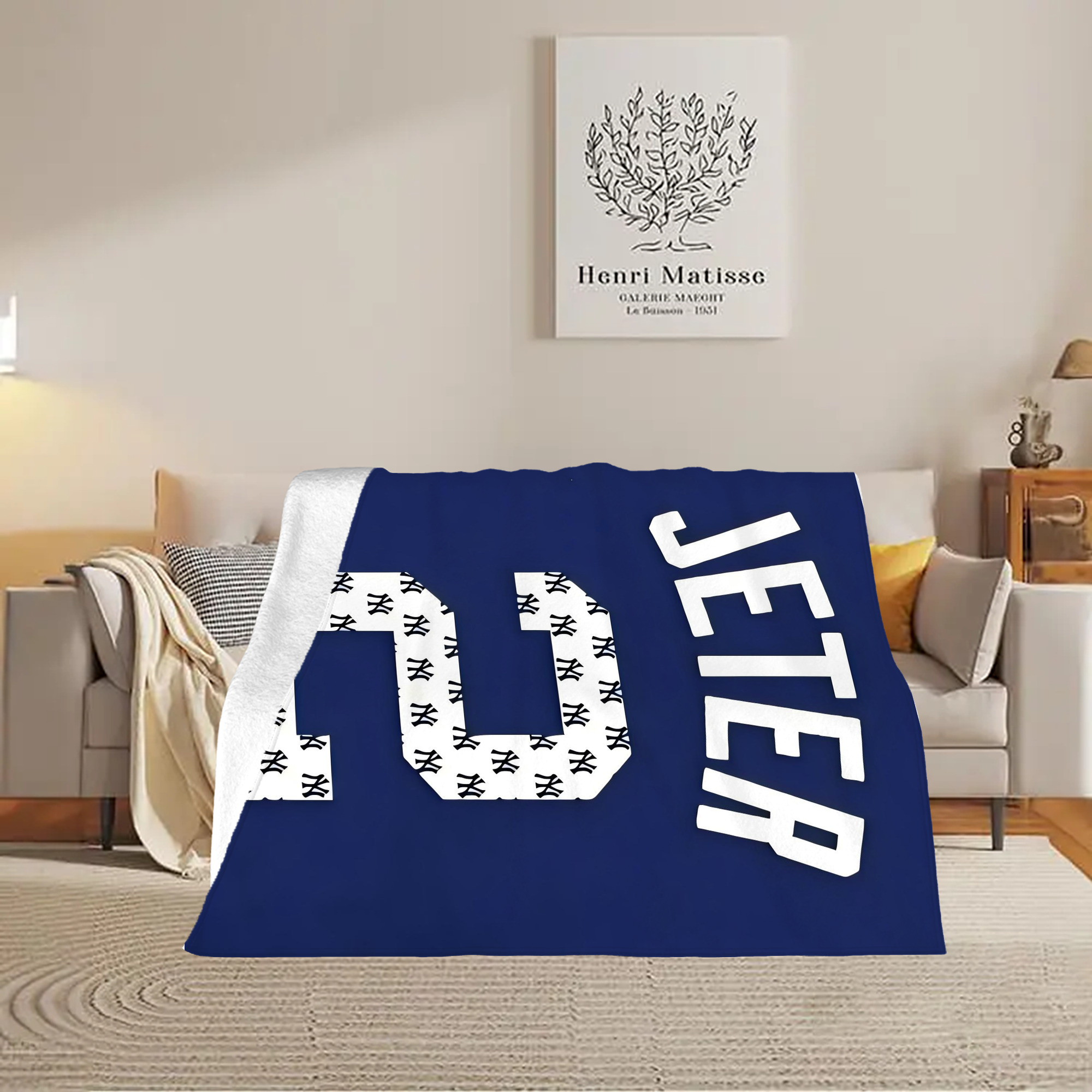 Derek Jeter 50 Soft Plush Fleece Blanket 30x40 Inch - 300GSM Flannel, Ultra Soft & Warm, Lightweight & Durable, Perfect For Kids, Adults, Couch, Bed, Camping, Travel, Gift For Family & Friends