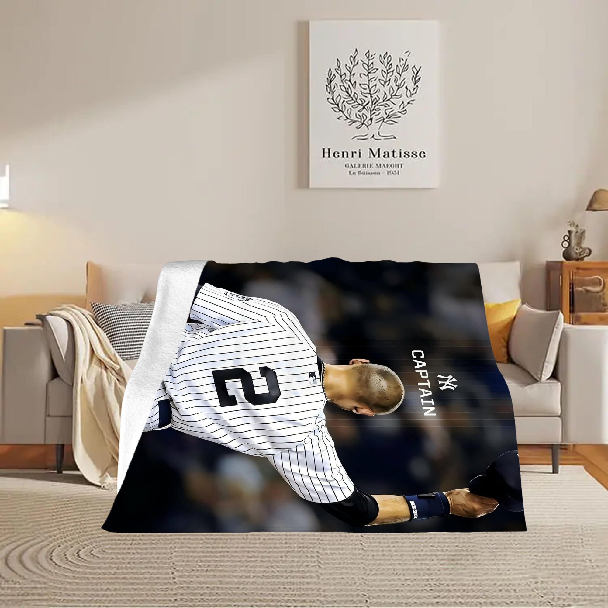 Derek Jeter 56 Soft Plush Fleece Blanket 30x40 Inch - 300GSM Flannel, Ultra Soft & Warm, Lightweight & Durable, Perfect For Kids, Adults, Couch, Bed, Camping, Travel, Gift For Family & Friends