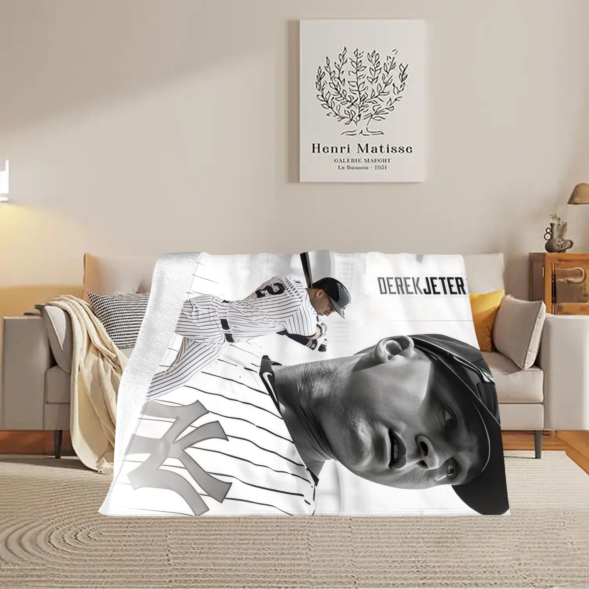 Derek Jeter 61 Soft Plush Fleece Blanket 30x40 Inch - 300GSM Flannel, Ultra Soft & Warm, Lightweight & Durable, Perfect For Kids, Adults, Couch, Bed, Camping, Travel, Gift For Family & Friends