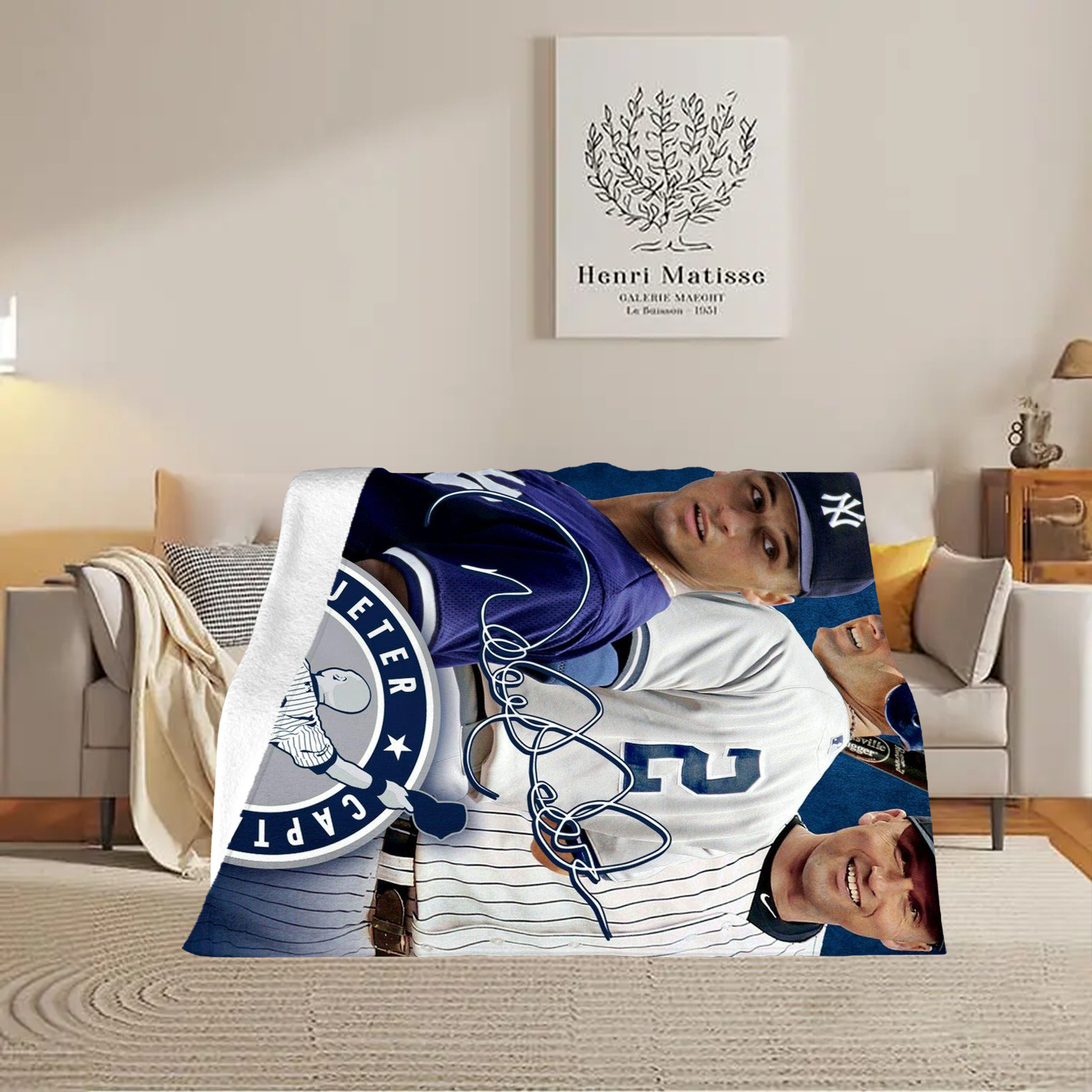 Derek Jeter 92 Soft Plush Fleece Blanket 30x40 Inch - 300GSM Flannel, Ultra Soft & Warm, Lightweight & Durable, Perfect For Kids, Adults, Couch, Bed, Camping, Travel, Gift For Family & Friends