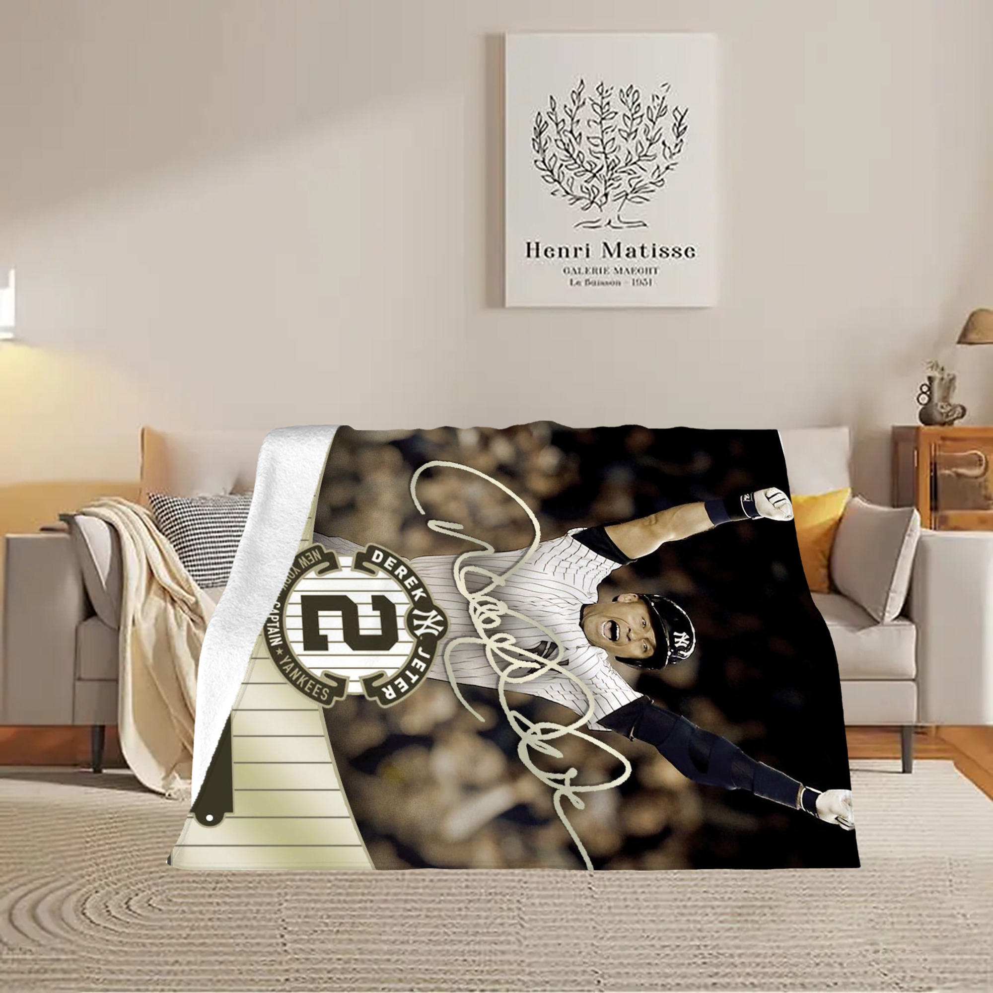 Derek Jeter 95 Soft Plush Fleece Blanket 30x40 Inch - 300GSM Flannel, Ultra Soft & Warm, Lightweight & Durable, Perfect For Kids, Adults, Couch, Bed, Camping, Travel, Gift For Family & Friends