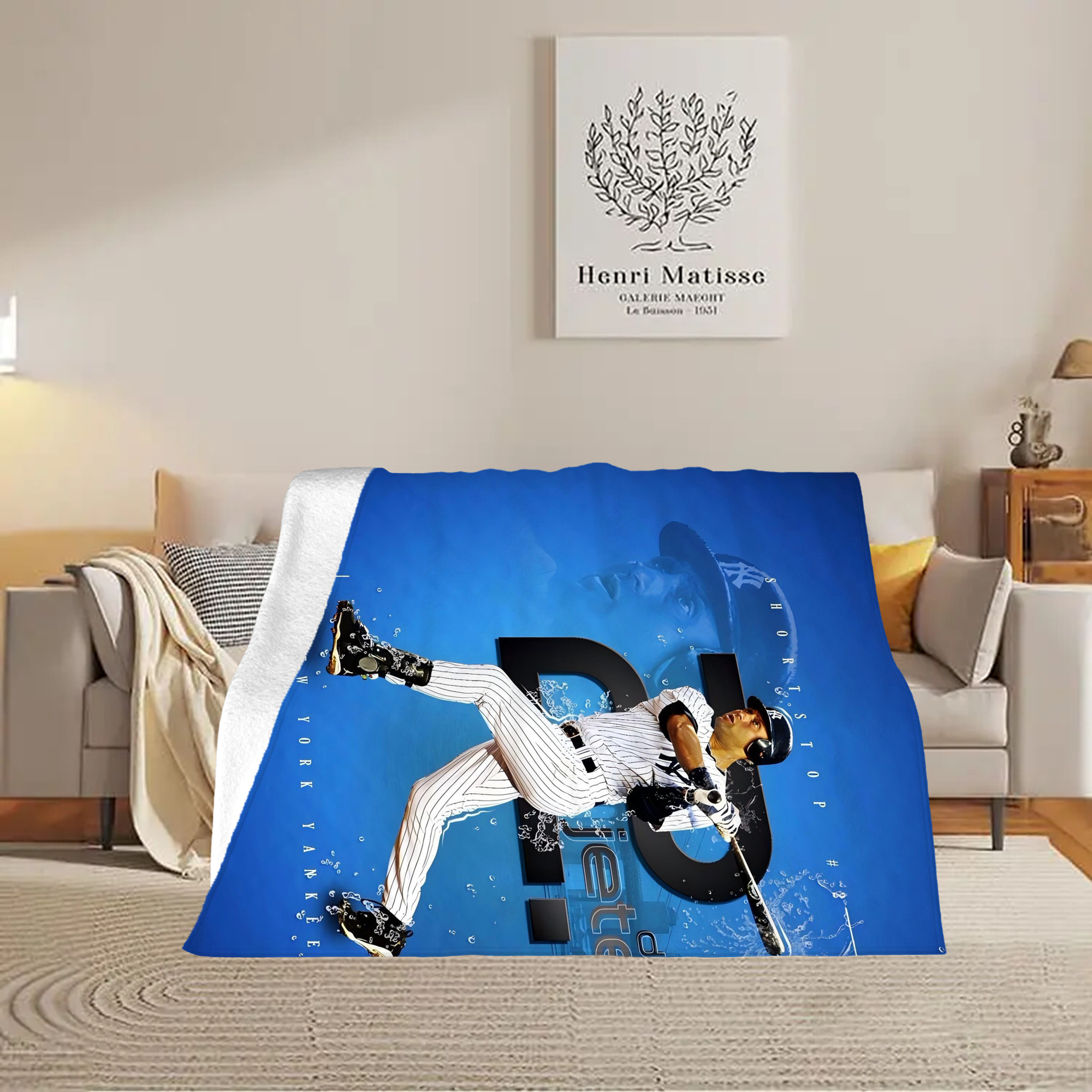 Derek Jeter 107 Soft Plush Fleece Blanket 30x40 Inch - 300GSM Flannel, Ultra Soft & Warm, Lightweight & Durable, Perfect For Kids, Adults, Couch, Bed, Camping, Travel, Gift For Family & Friends
