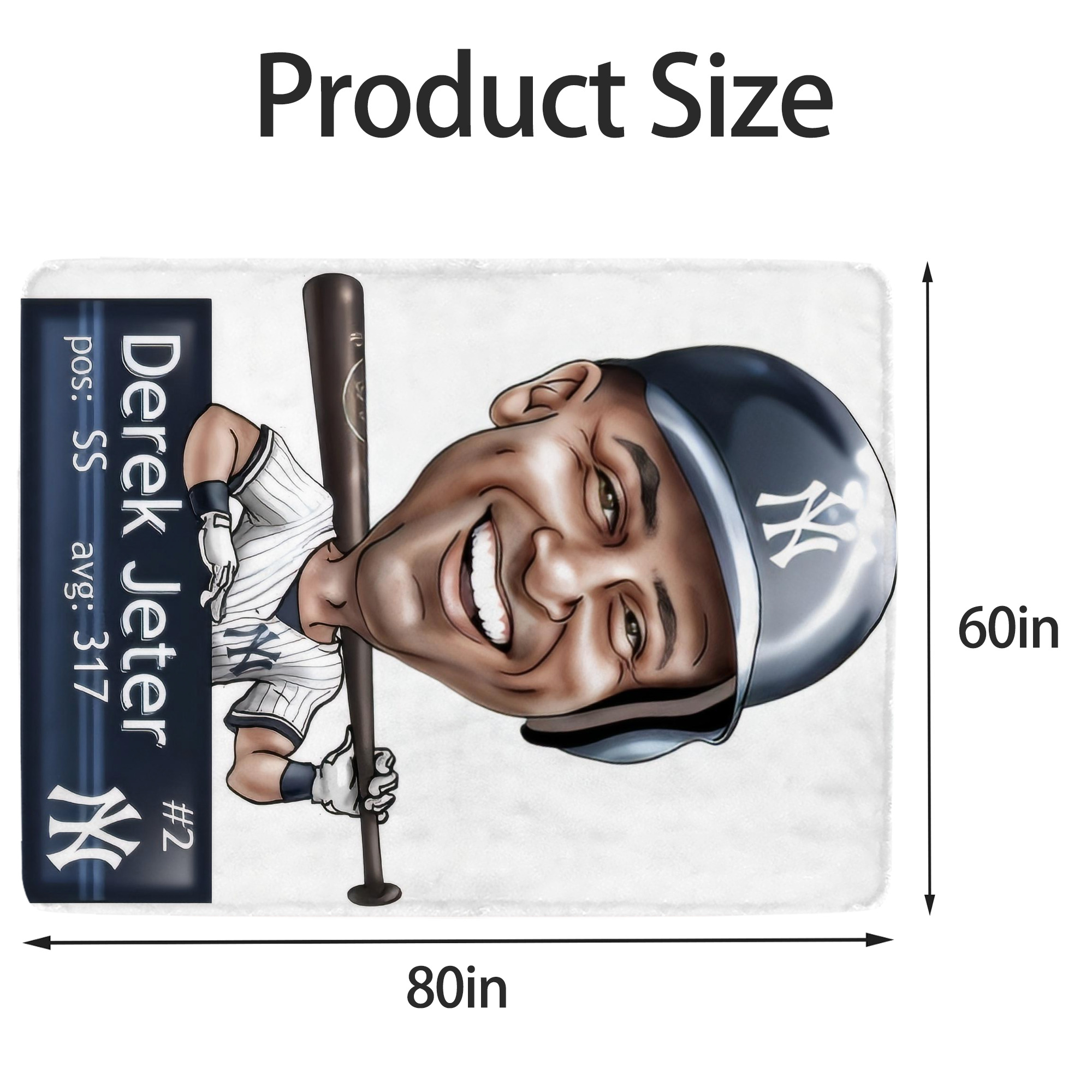 Derek Jeter 18 Soft Fleece Throw Blanket 60 X 80 Inch – Super Soft, Lightweight, And Durable – Perfect For Sofa, Bed, Camping, And More – Ideal Gift For Family And Friends