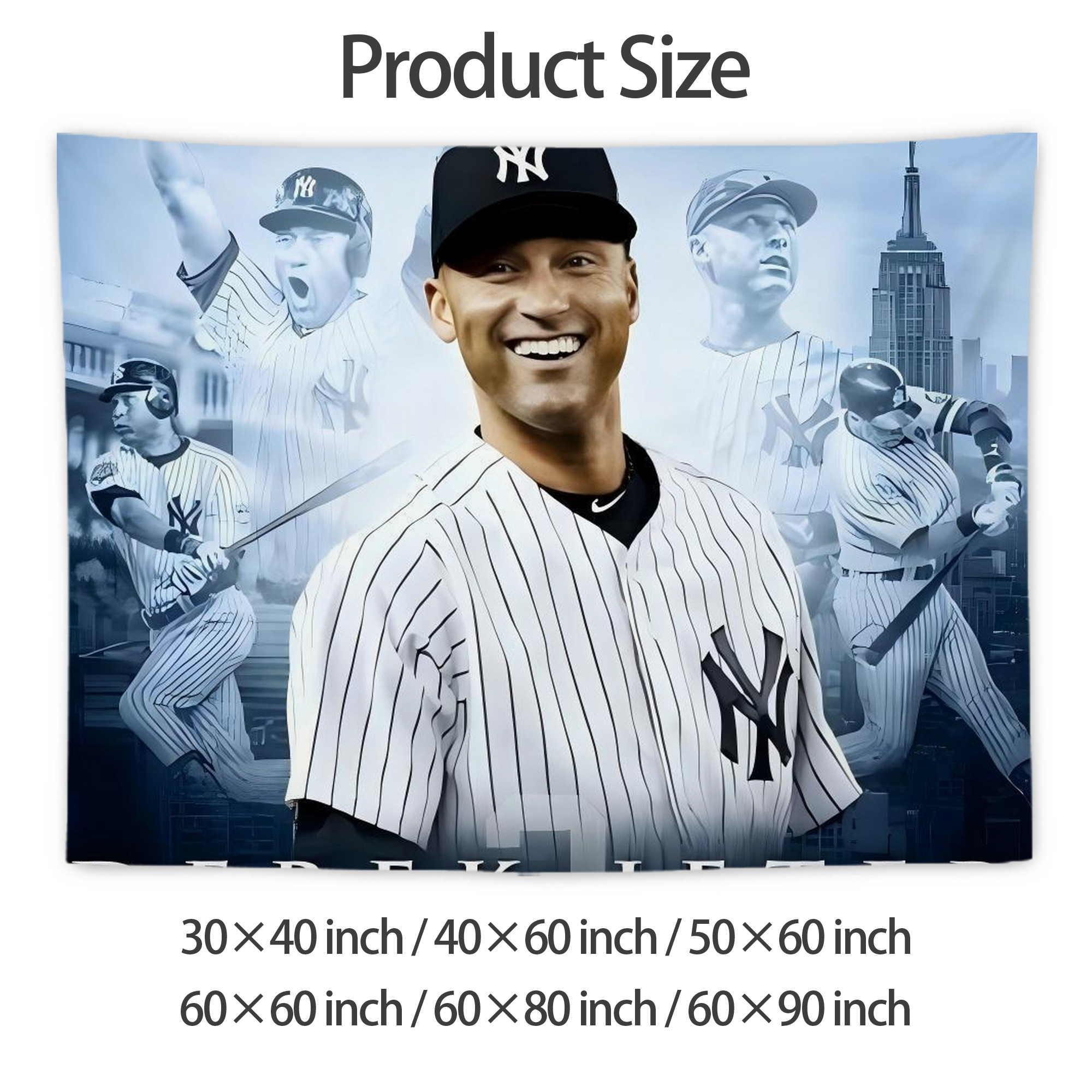 Derek Jeter 21 Wall Tapestry For Bedroom Aesthetic – Boho Style Polyester Fabric Wall Hanging With Hooks – 60 X 90 Inch Large Size, Lightweight, Durable, Easy To Hang
