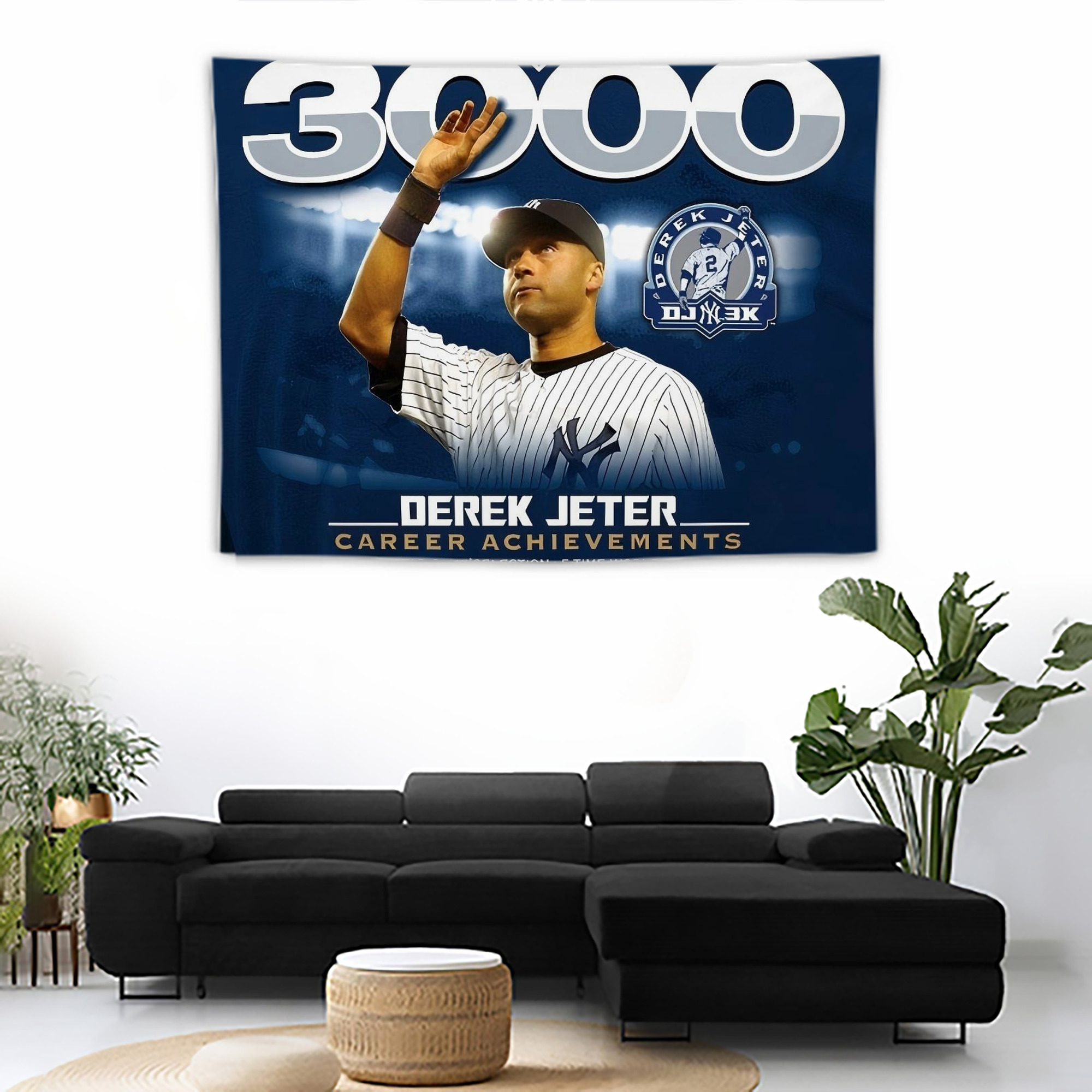 Derek Jeter 24 Wall Tapestry For Bedroom Aesthetic – Boho Style Polyester Fabric Wall Hanging With Hooks – 60 X 90 Inch Large Size, Lightweight, Durable, Easy To Hang