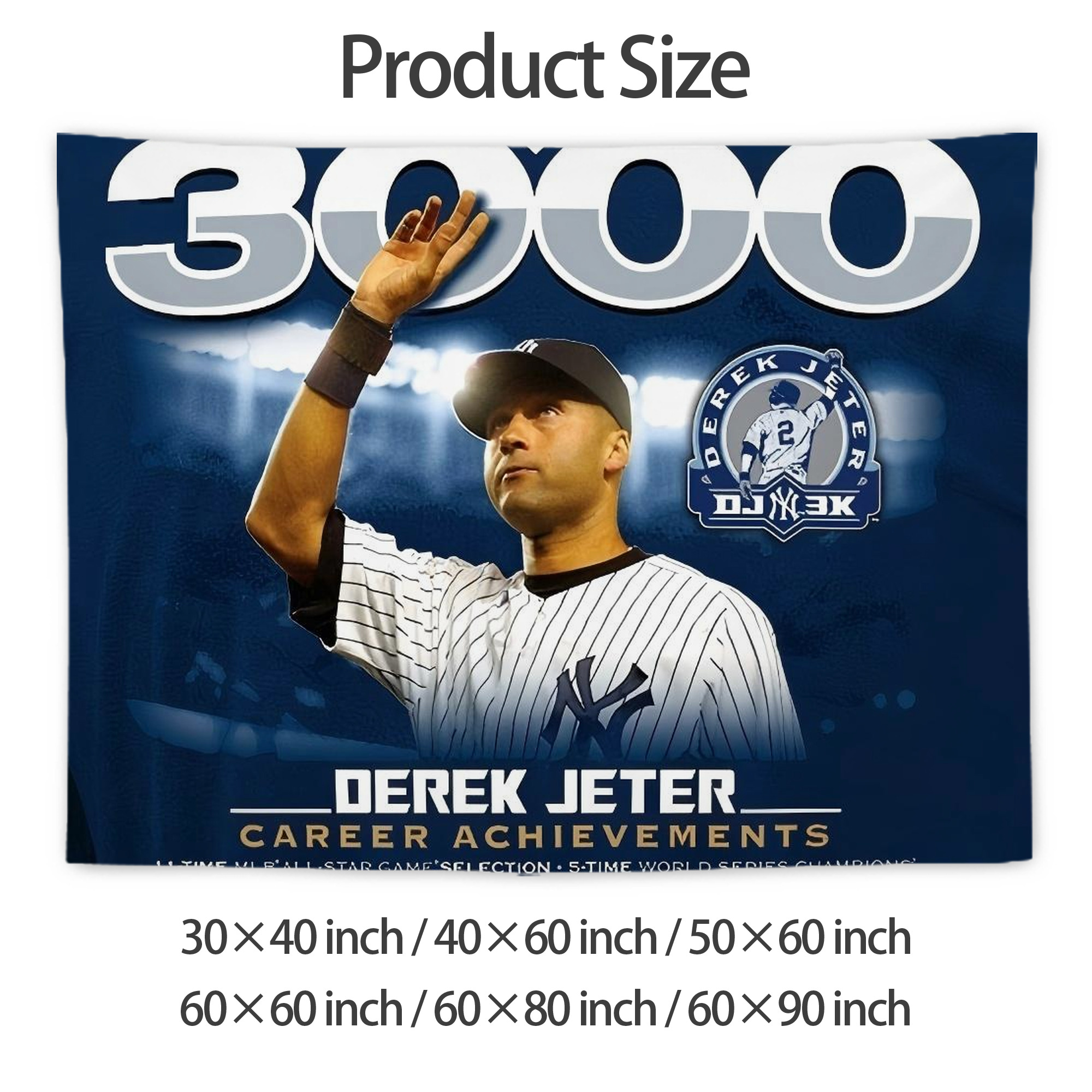 Derek Jeter 24 Wall Tapestry For Bedroom Aesthetic – Boho Style Polyester Fabric Wall Hanging With Hooks – 60 X 90 Inch Large Size, Lightweight, Durable, Easy To Hang