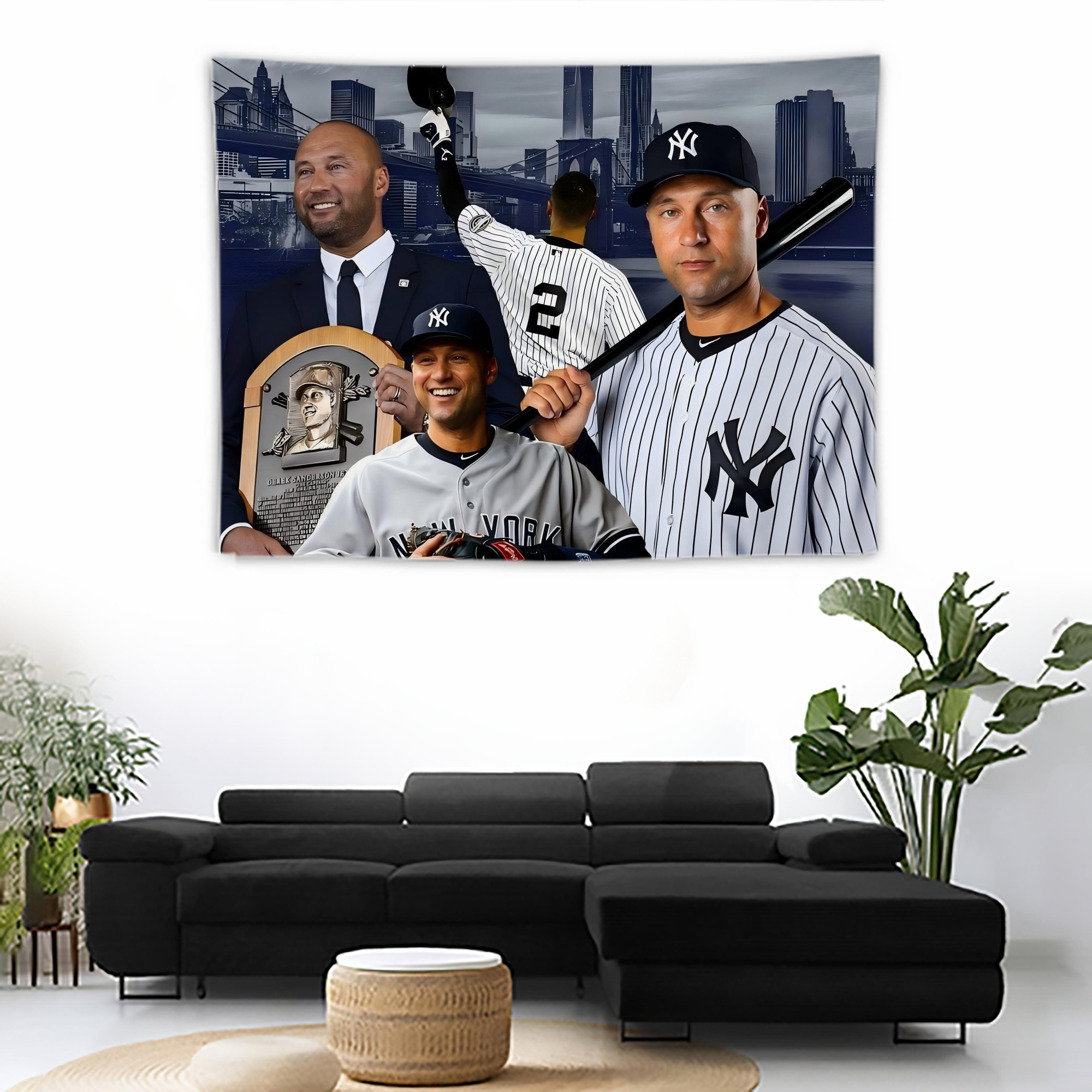 Derek Jeter 49 Wall Tapestry For Bedroom Aesthetic – Boho Style Polyester Fabric Wall Hanging With Hooks – 60 X 90 Inch Large Size, Lightweight, Durable, Easy To Hang
