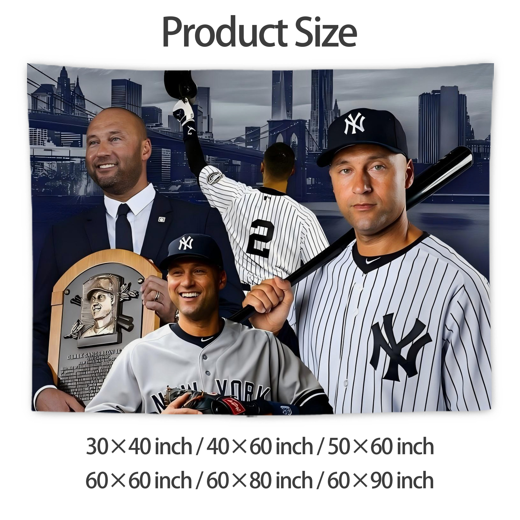 Derek Jeter 49 Wall Tapestry For Bedroom Aesthetic – Boho Style Polyester Fabric Wall Hanging With Hooks – 60 X 90 Inch Large Size, Lightweight, Durable, Easy To Hang