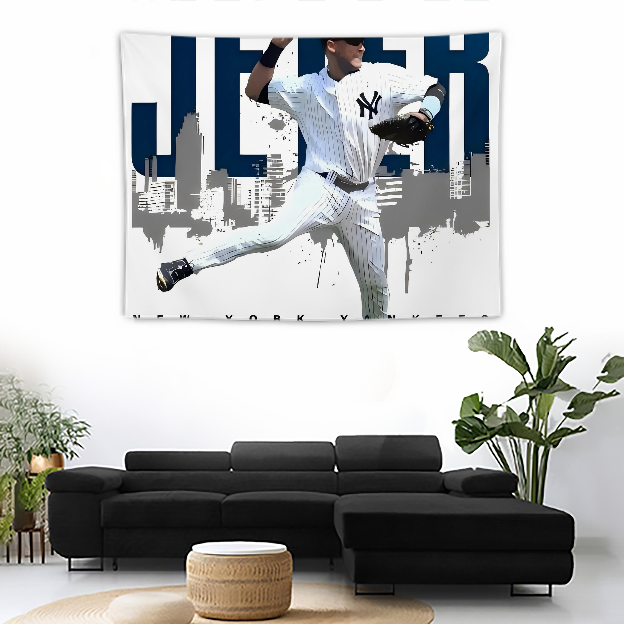 Derek Jeter 57 Wall Tapestry For Bedroom Aesthetic – Boho Style Polyester Fabric Wall Hanging With Hooks – 60 X 90 Inch Large Size, Lightweight, Durable, Easy To Hang