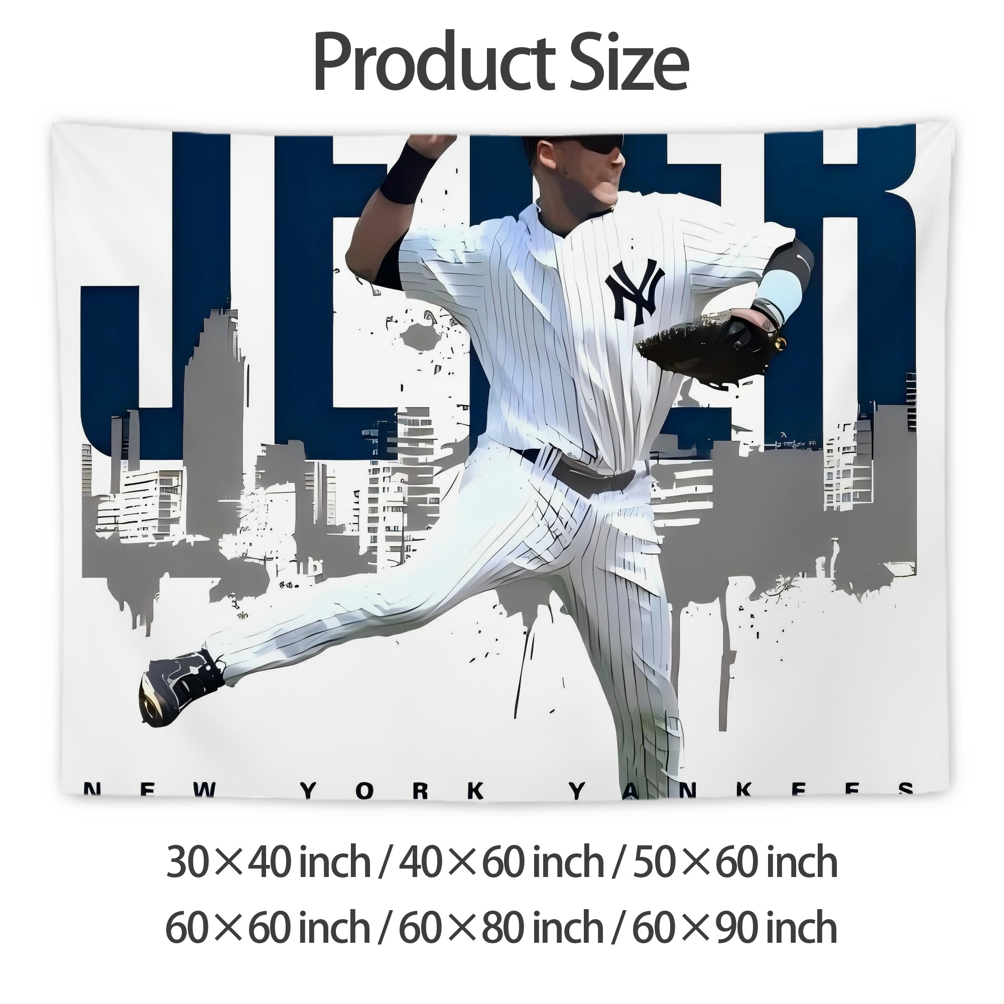 Derek Jeter 57 Wall Tapestry For Bedroom Aesthetic – Boho Style Polyester Fabric Wall Hanging With Hooks – 60 X 90 Inch Large Size, Lightweight, Durable, Easy To Hang