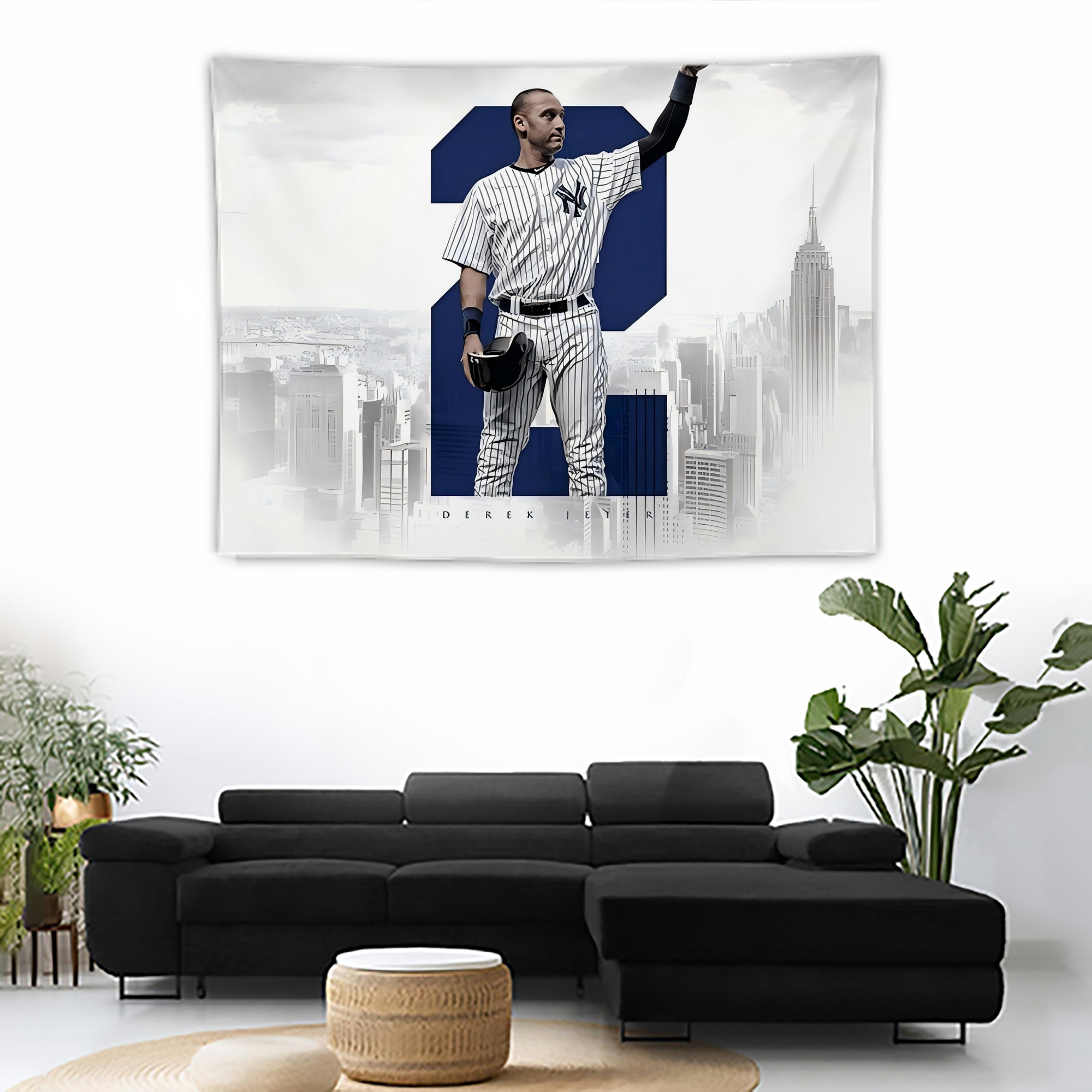 Derek Jeter 68 Wall Tapestry For Bedroom Aesthetic – Boho Style Polyester Fabric Wall Hanging With Hooks – 60 X 90 Inch Large Size, Lightweight, Durable, Easy To Hang