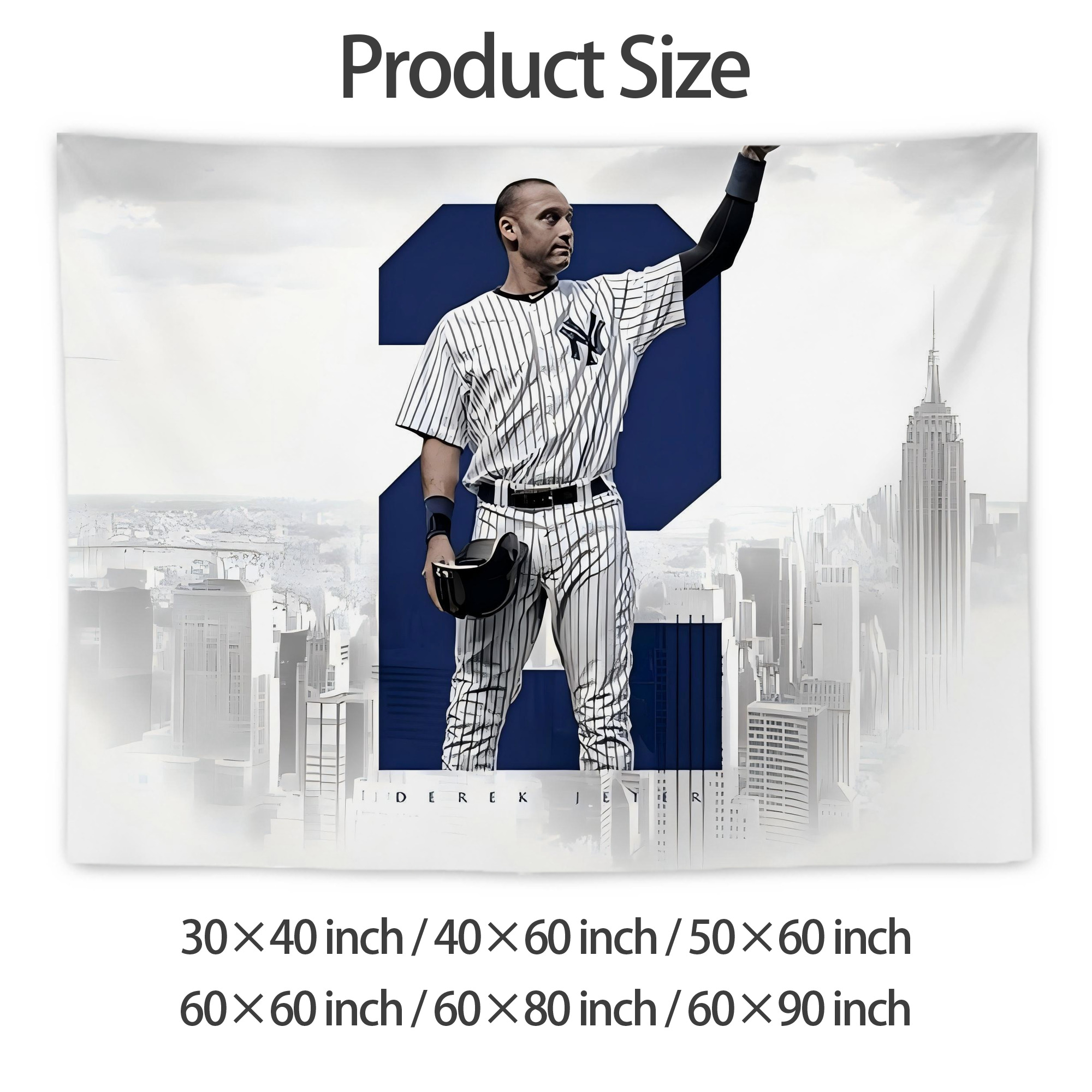 Derek Jeter 68 Wall Tapestry For Bedroom Aesthetic – Boho Style Polyester Fabric Wall Hanging With Hooks – 60 X 90 Inch Large Size, Lightweight, Durable, Easy To Hang