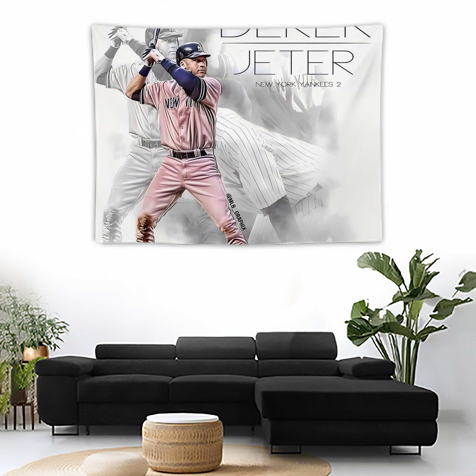 Derek Jeter 72 Wall Tapestry For Bedroom Aesthetic – Boho Style Polyester Fabric Wall Hanging With Hooks – 60 X 90 Inch Large Size, Lightweight, Durable, Easy To Hang