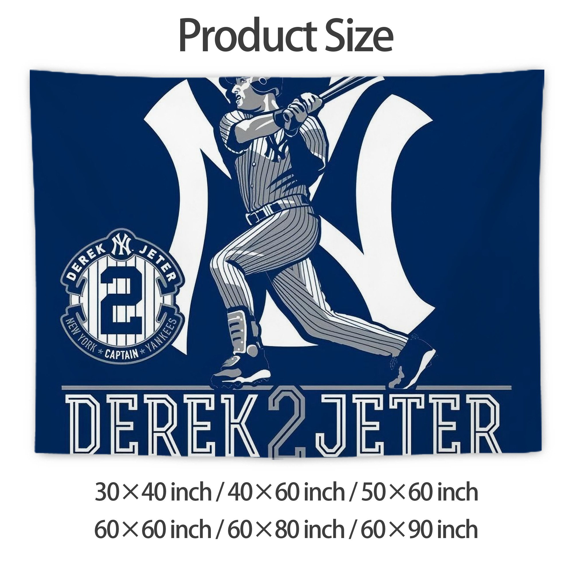 Derek Jeter 104 Wall Tapestry For Bedroom Aesthetic – Boho Style Polyester Fabric Wall Hanging With Hooks – 60 X 90 Inch Large Size, Lightweight, Durable, Easy To Hang