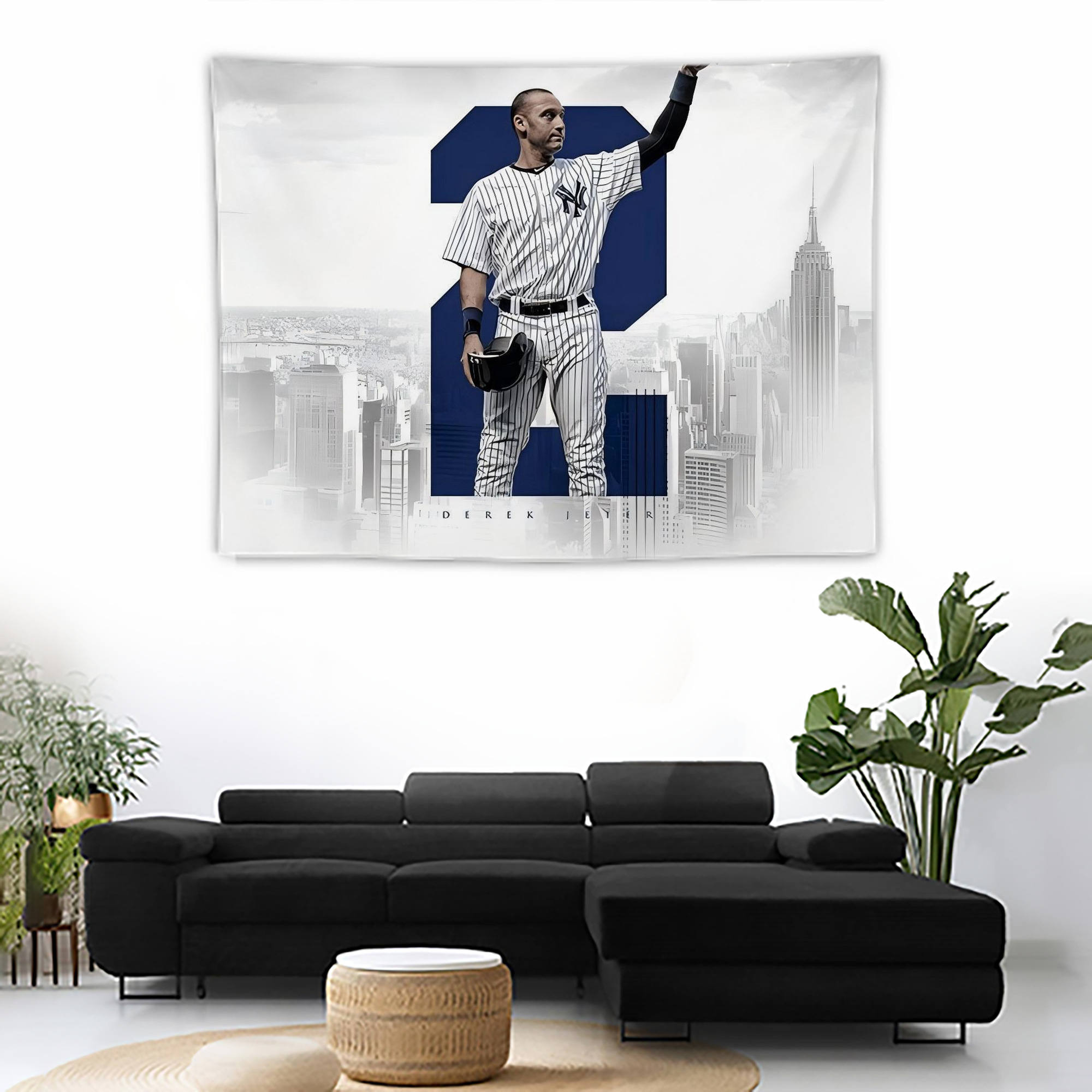 Derek Jeter 110 Wall Tapestry For Bedroom Aesthetic – Boho Style Polyester Fabric Wall Hanging With Hooks – 60 X 90 Inch Large Size, Lightweight, Durable, Easy To Hang
