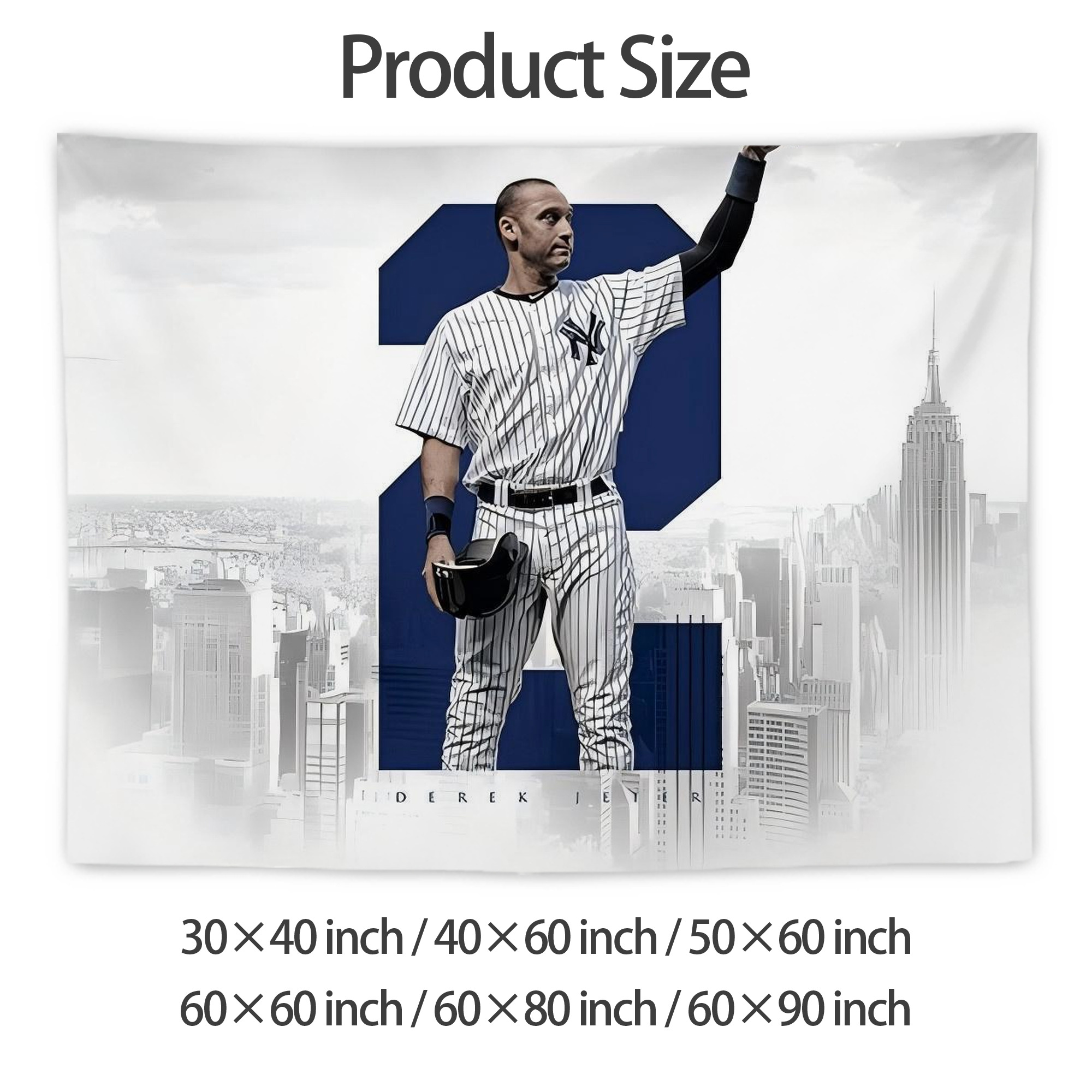 Derek Jeter 110 Wall Tapestry For Bedroom Aesthetic – Boho Style Polyester Fabric Wall Hanging With Hooks – 60 X 90 Inch Large Size, Lightweight, Durable, Easy To Hang