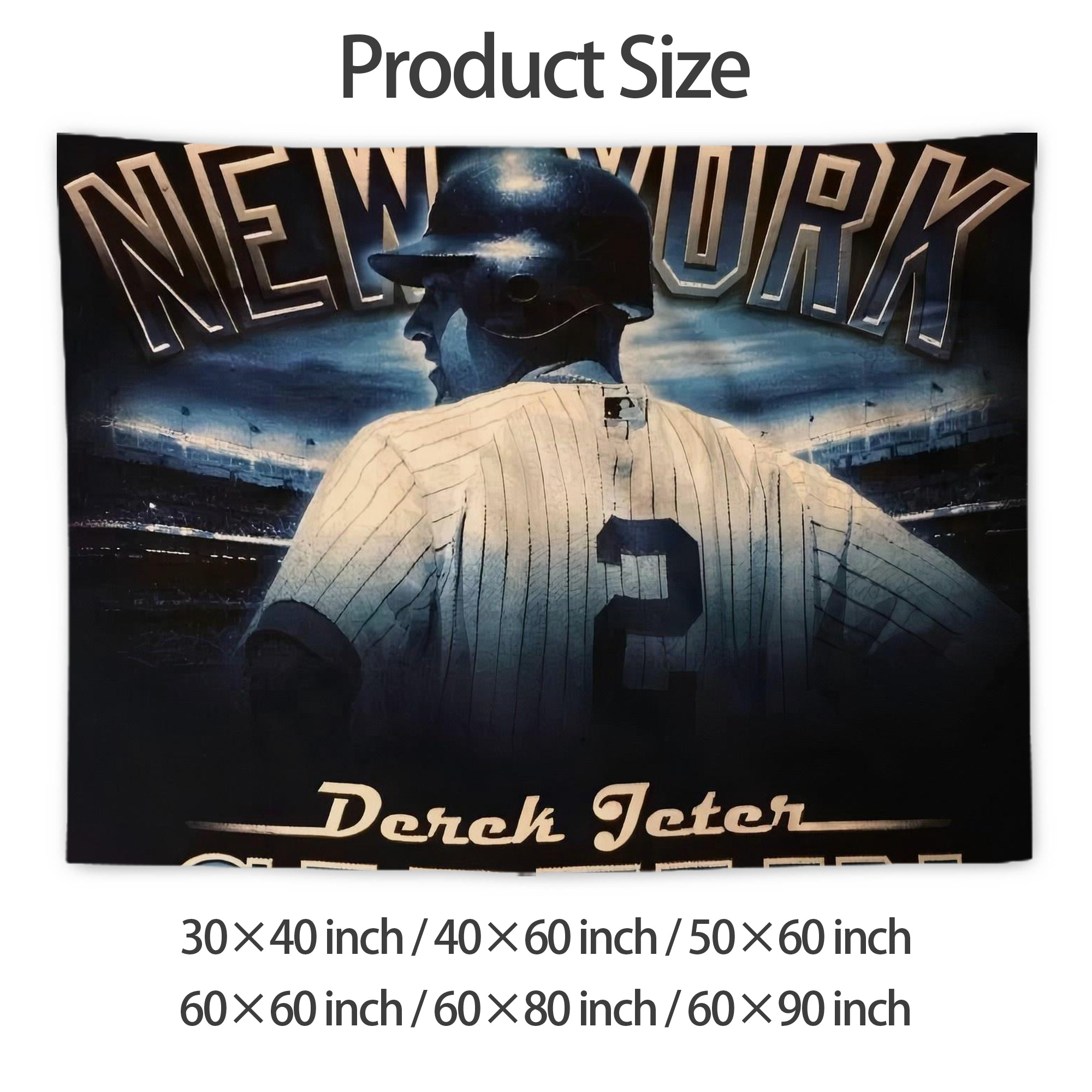 Derek Jeter 114 Wall Tapestry For Bedroom Aesthetic – Boho Style Polyester Fabric Wall Hanging With Hooks – 60 X 90 Inch Large Size, Lightweight, Durable, Easy To Hang