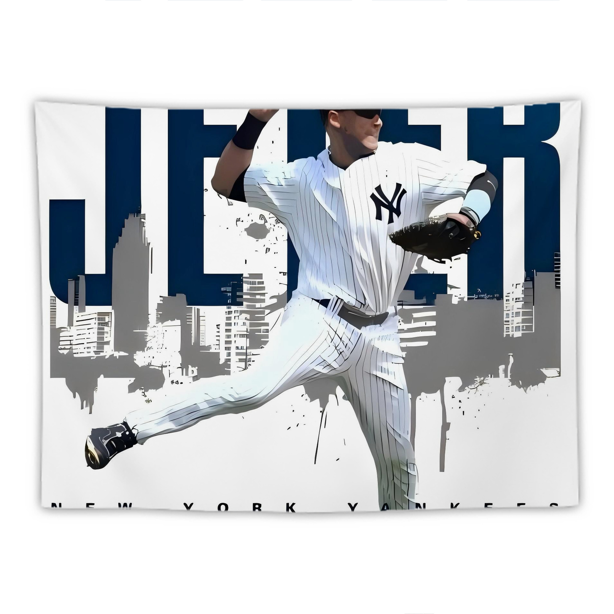Derek Jeter 57 Wall Tapestry For Bedroom Aesthetic – Boho Style Polyester Fabric Wall Hanging With Hooks – 60 X 90 Inch Large Size, Lightweight, Durable, Easy To Hang