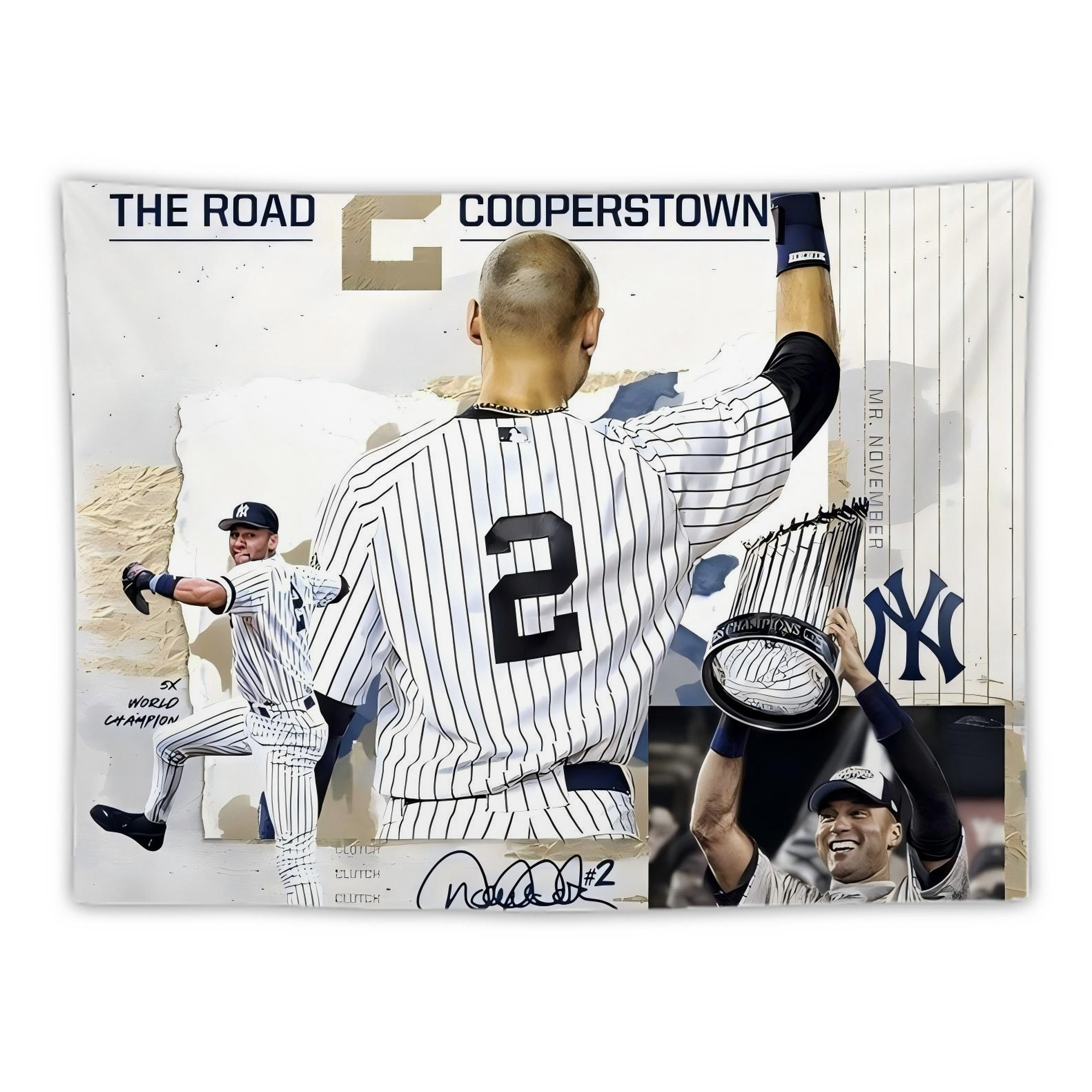 Derek Jeter 58 Wall Tapestry For Bedroom Aesthetic – Boho Style Polyester Fabric Wall Hanging With Hooks – 60 X 90 Inch Large Size, Lightweight, Durable, Easy To Hang