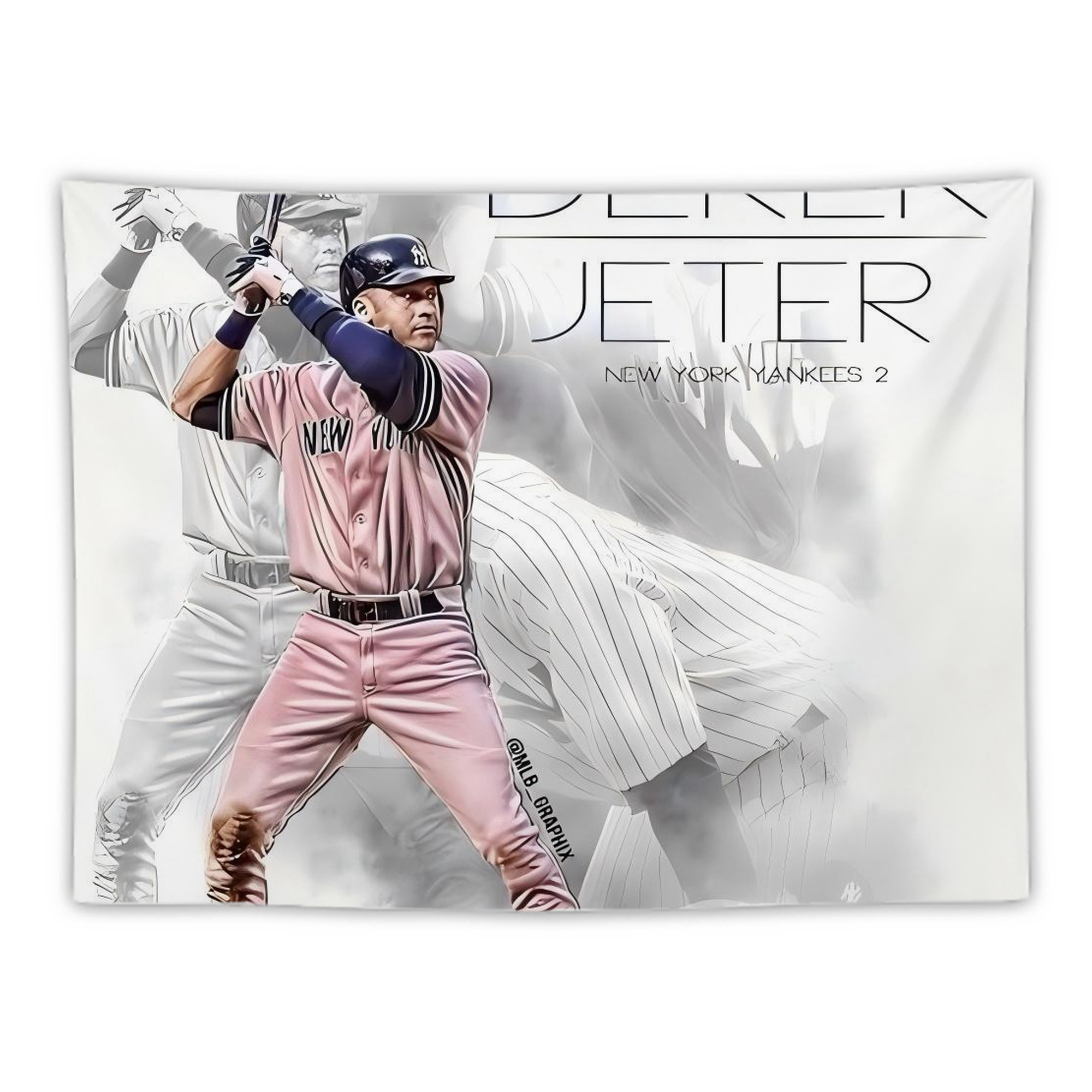 Derek Jeter 72 Wall Tapestry For Bedroom Aesthetic – Boho Style Polyester Fabric Wall Hanging With Hooks – 60 X 90 Inch Large Size, Lightweight, Durable, Easy To Hang