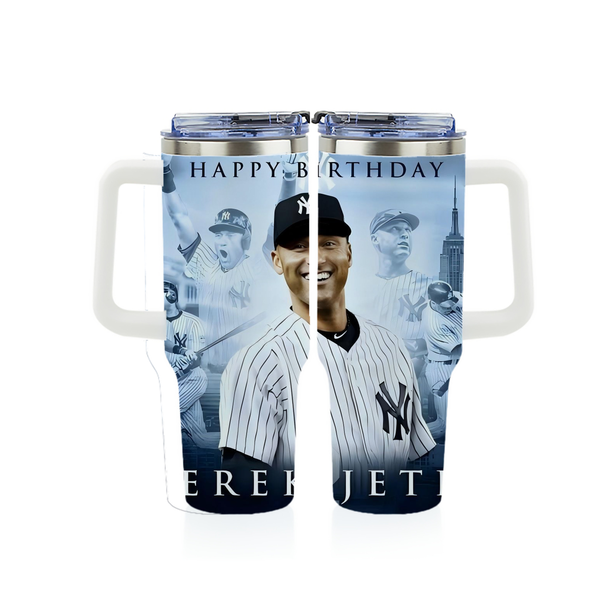 Derek Jeter 21 40oz Full Wrap Car Tumbler – Durable Stainless Steel Travel Mug With Vibrant UV Print – Double Wall Insulated, Fits Most Car Cup Holders