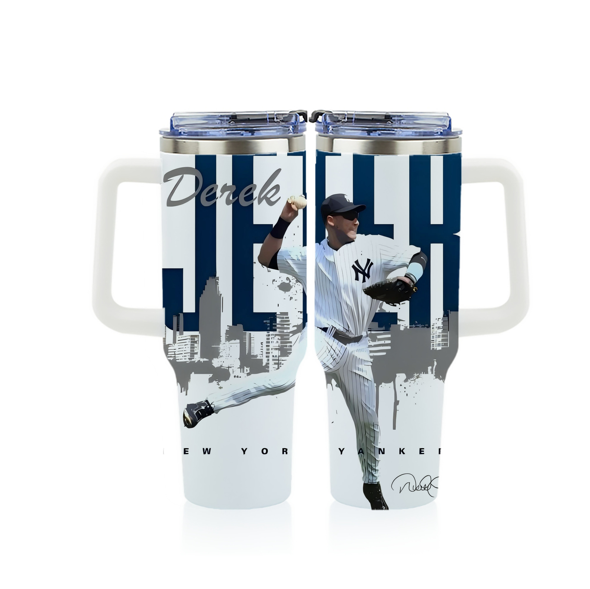 Derek Jeter 57 40oz Full Wrap Car Tumbler – Durable Stainless Steel Travel Mug With Vibrant UV Print – Double Wall Insulated, Fits Most Car Cup Holders