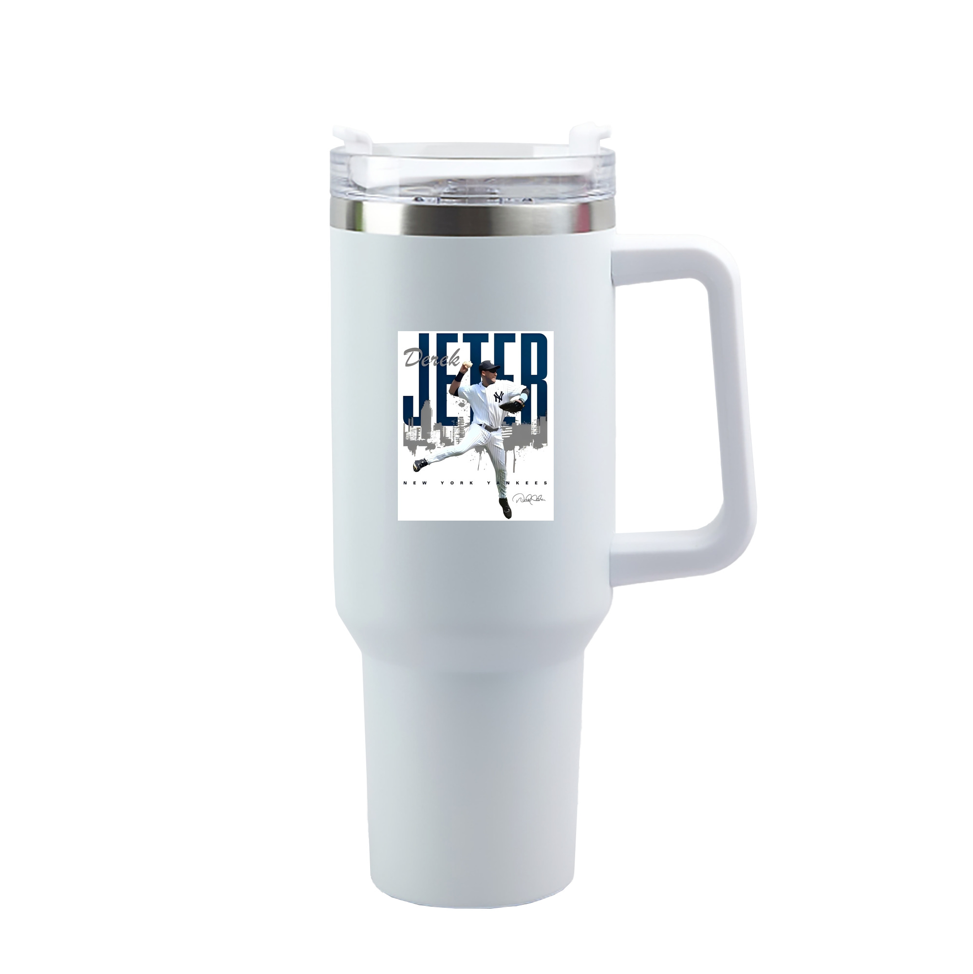 Derek Jeter 57 40oz Handle Car Tumbler – Durable Stainless Steel Travel Mug With UV Print – Double Wall Insulated, Fits Most Car Cup Holders