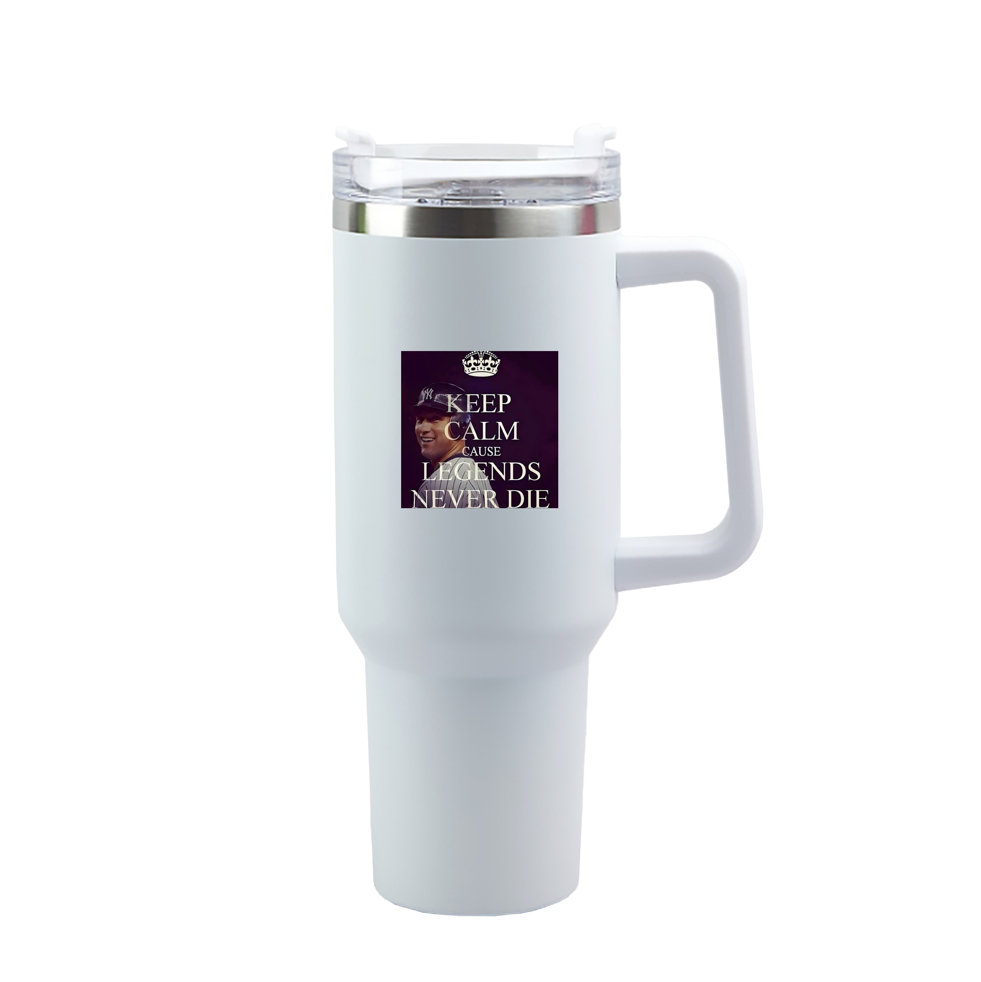 Derek Jeter 70 40oz Handle Car Tumbler – Durable Stainless Steel Travel Mug With UV Print – Double Wall Insulated, Fits Most Car Cup Holders