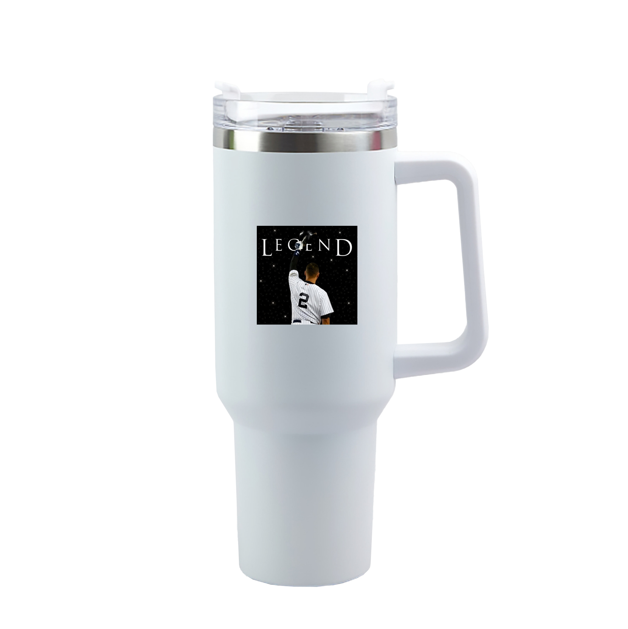 Derek Jeter 73 40oz Handle Car Tumbler – Durable Stainless Steel Travel Mug With UV Print – Double Wall Insulated, Fits Most Car Cup Holders