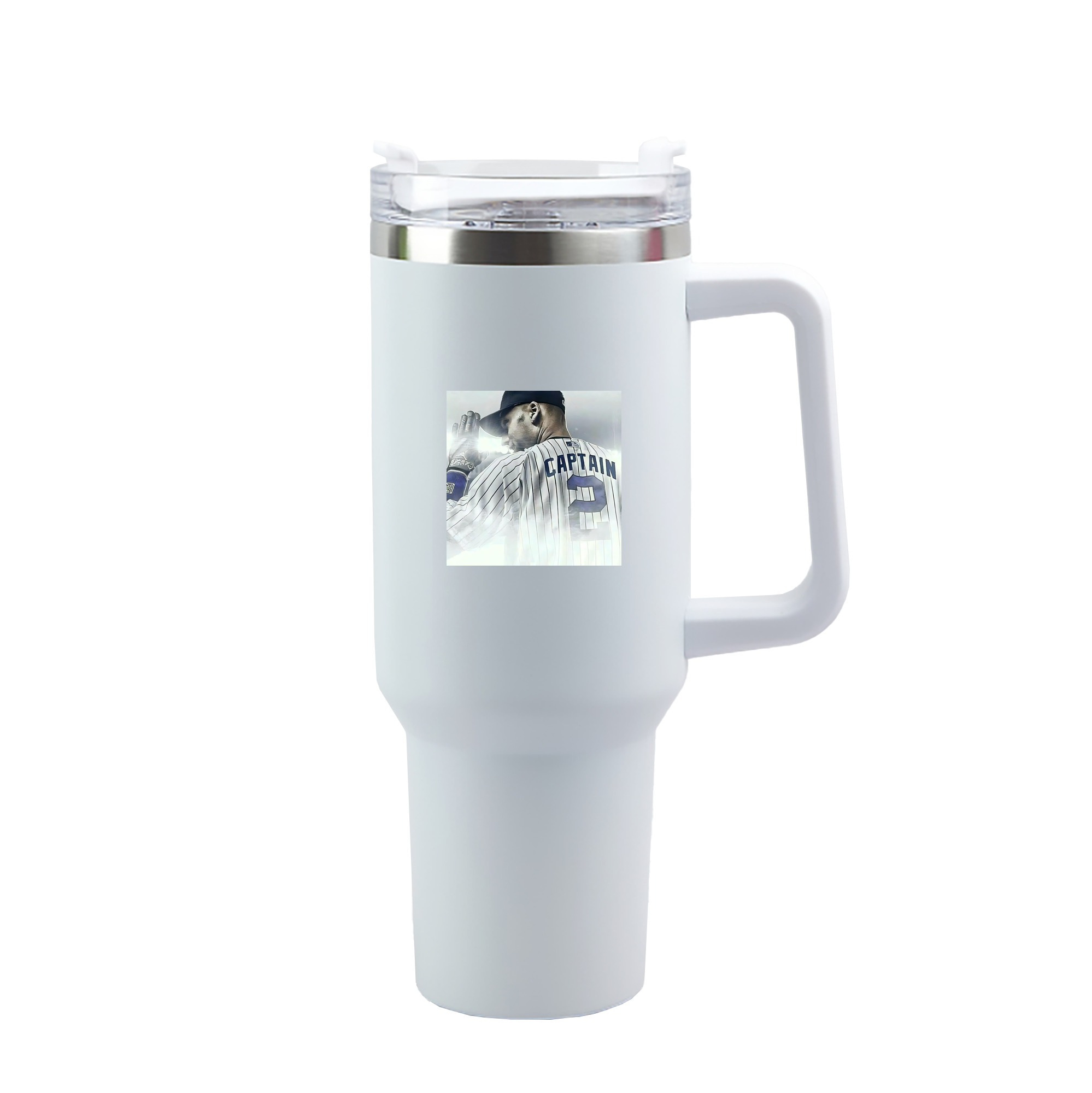 Derek Jeter 105 40oz Handle Car Tumbler – Durable Stainless Steel Travel Mug With UV Print – Double Wall Insulated, Fits Most Car Cup Holders