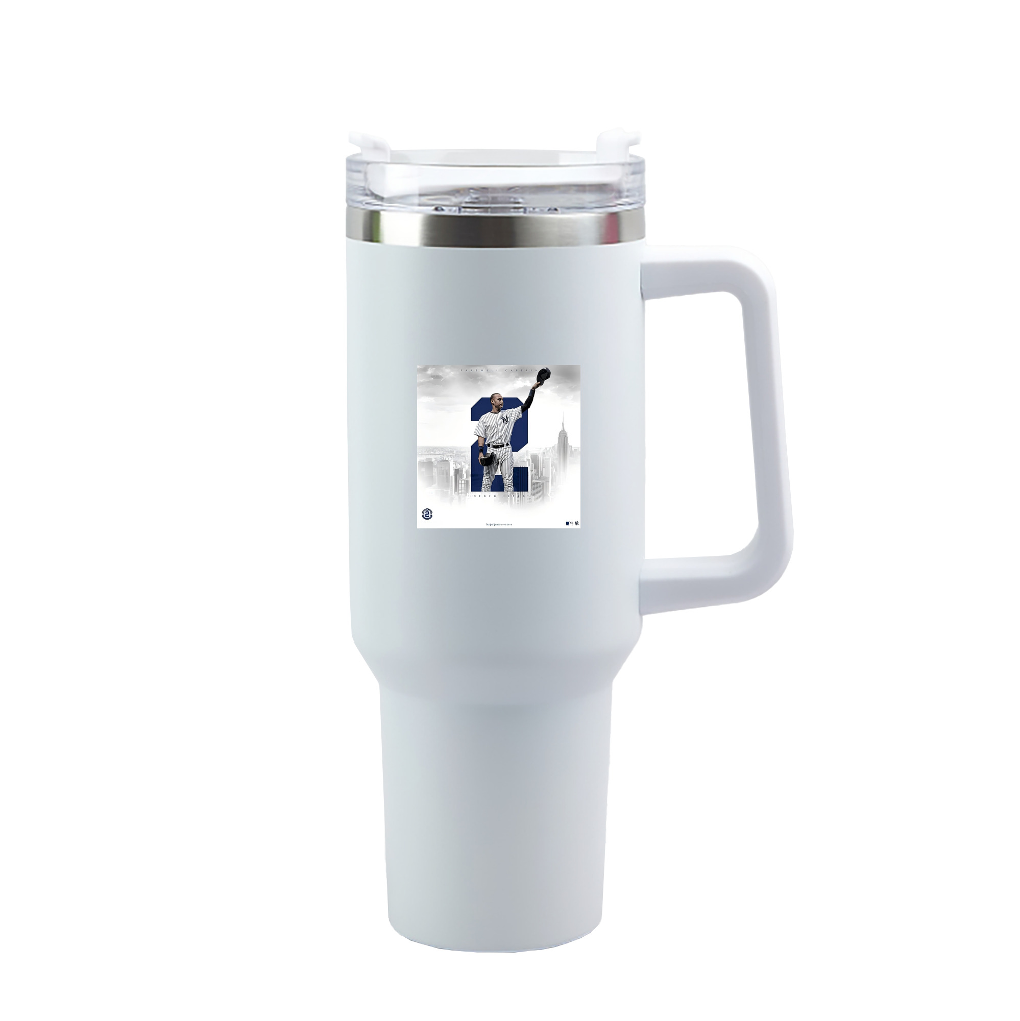 Derek Jeter 110 40oz Handle Car Tumbler – Durable Stainless Steel Travel Mug With UV Print – Double Wall Insulated, Fits Most Car Cup Holders
