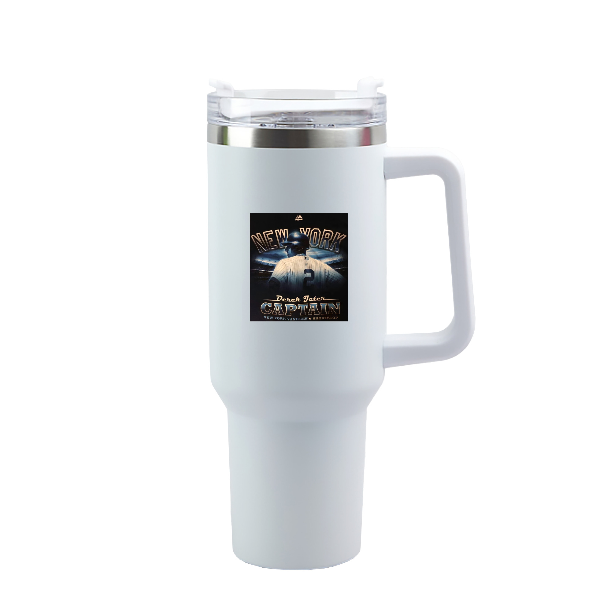 Derek Jeter 114 40oz Handle Car Tumbler – Durable Stainless Steel Travel Mug With UV Print – Double Wall Insulated, Fits Most Car Cup Holders
